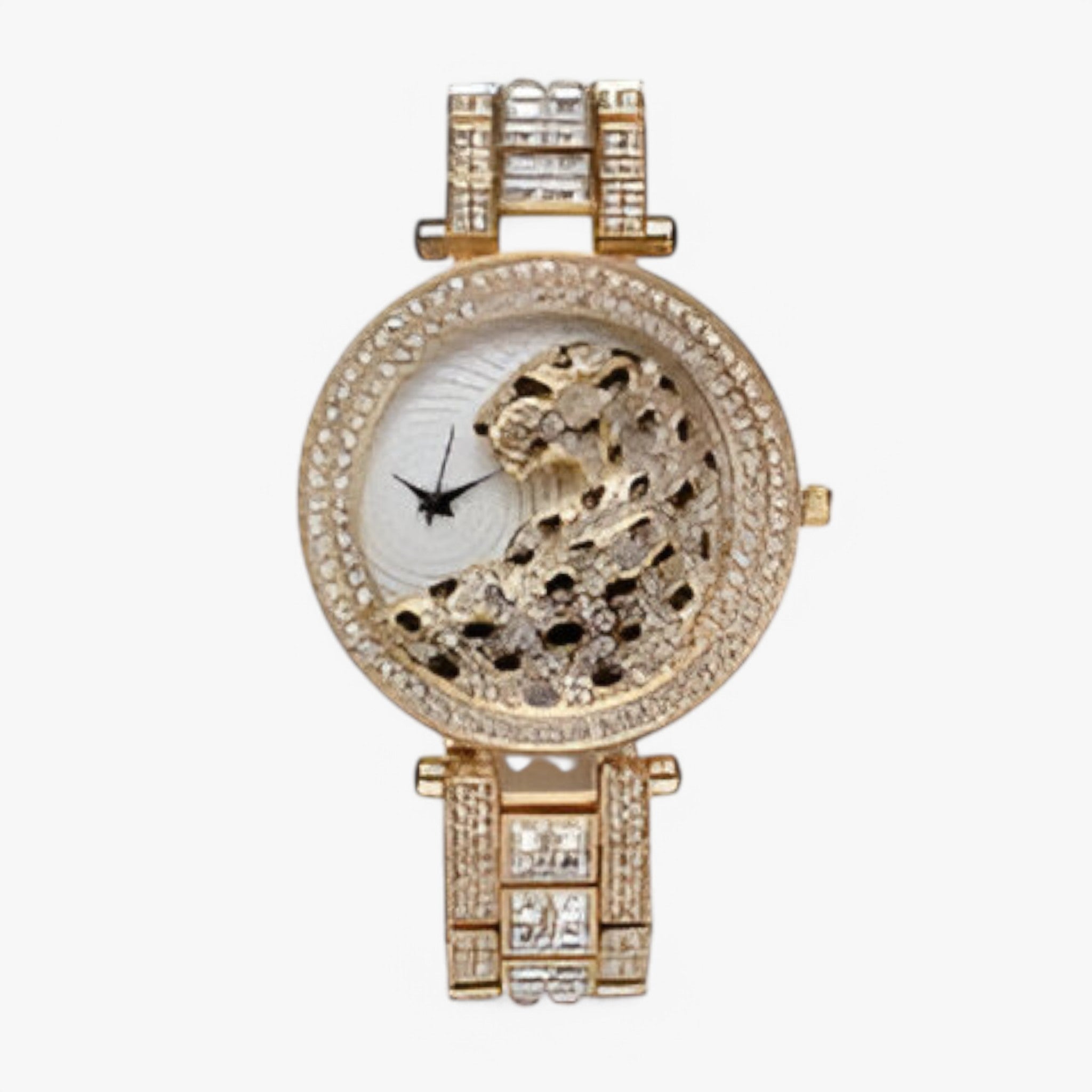 Orologio al Quarzo Dorato con Brillantini e Motivo Leopardo - Oro argento nero - brillantini female watch leopardo motivo orologio orologio quarzo quarzo watch for women watches - Concept Palermo
