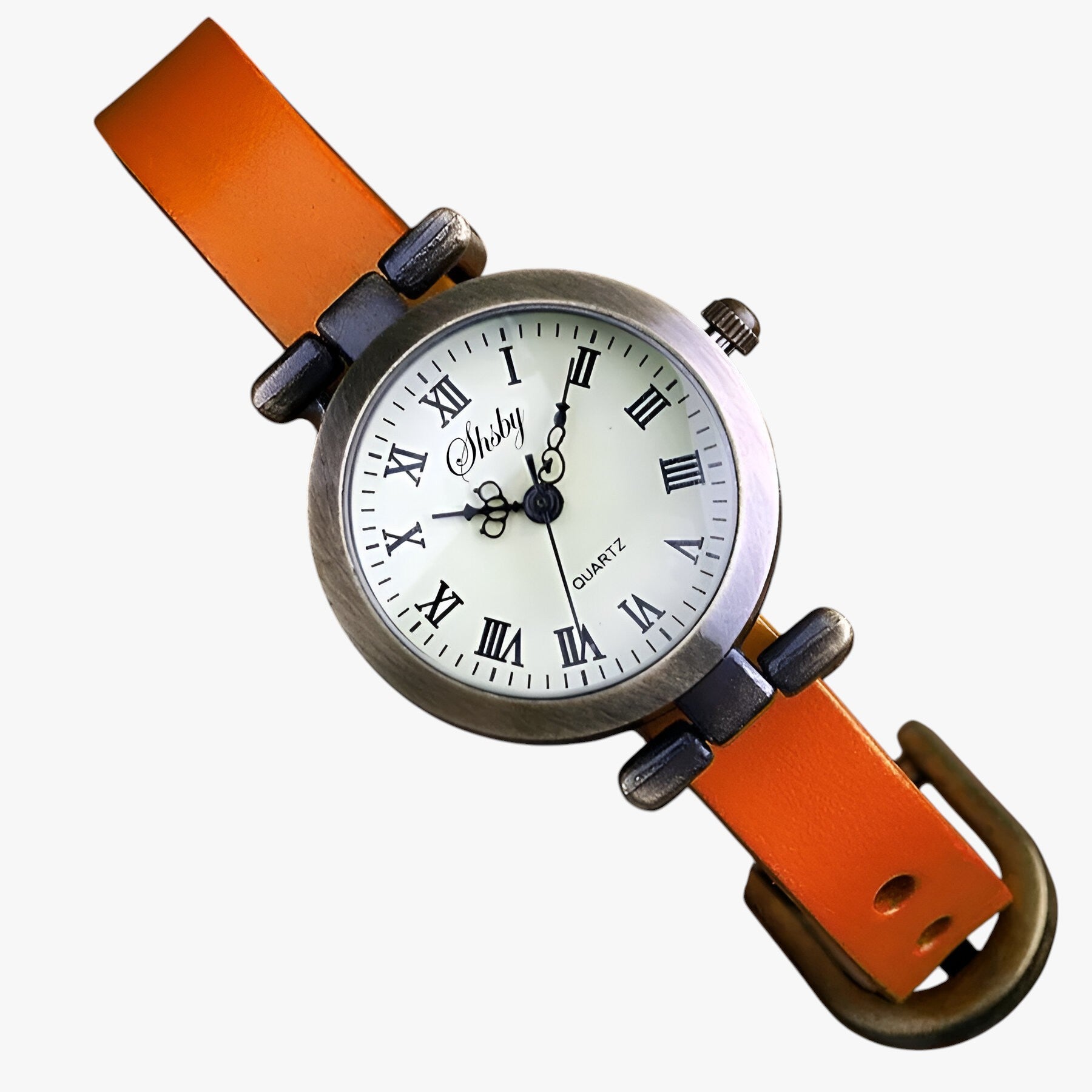 Orologio Donna Shsby Eleganza Vintage in Pelle per Sera - arancio - donna eleganza female watch orologio orologio donna pelle sera shsby vintage watch watch for women watches - Concept Palermo