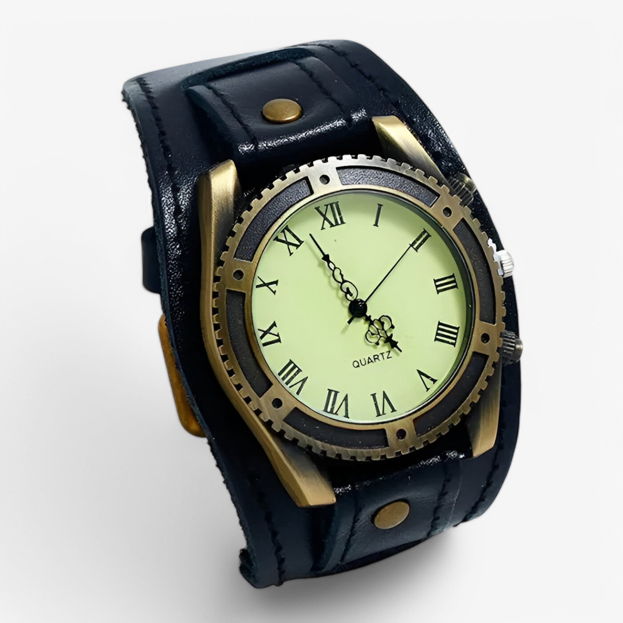 Orologio Uomo Vintage in Pelle Marrone, Quadrante Numeri Romani Classico - nero - accessoires horloges numeri orologio orologio vintage pelle romani vintage watches - Concept Palermo