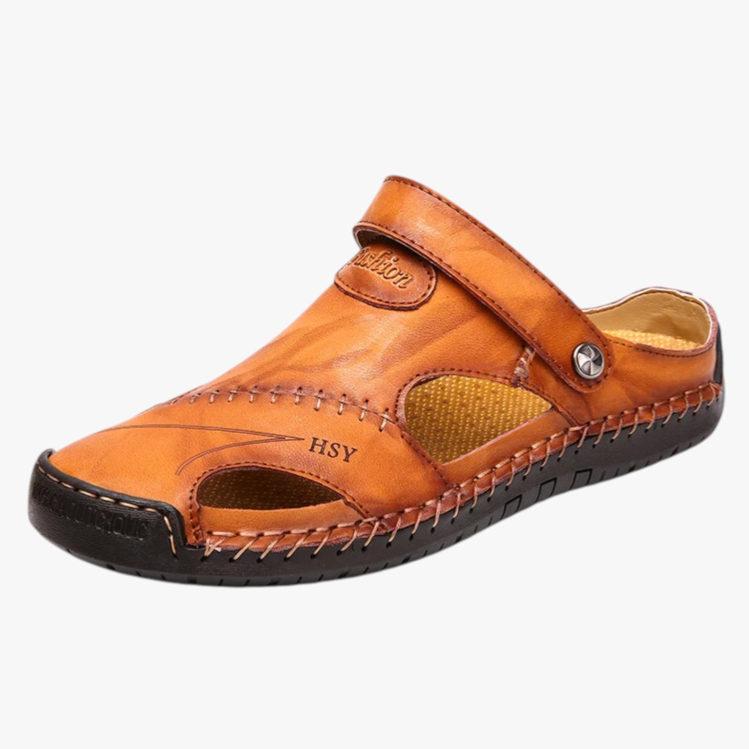 Sandali Estivi Uomo in Pelle Stile Romano, Comodi e Resistenti all’Acqua - Giallo Marrone - acqua breathable sandals comodi estivi fashion sandals pelle resistenti romano sandali sandali estivi walking sandals - Concept Palermo
