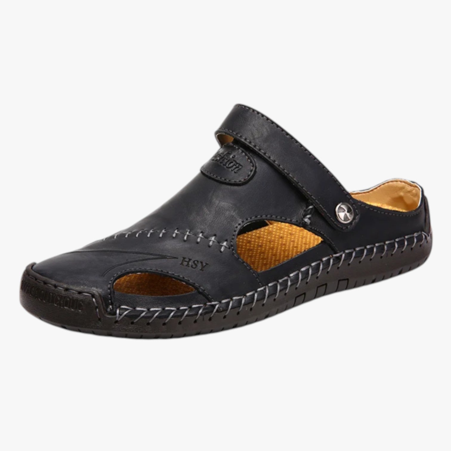 Sandali Estivi Uomo in Pelle Stile Romano, Comodi e Resistenti all’Acqua - Nero - acqua breathable sandals comodi estivi fashion sandals pelle resistenti romano sandali sandali estivi walking sandals - Concept Palermo
