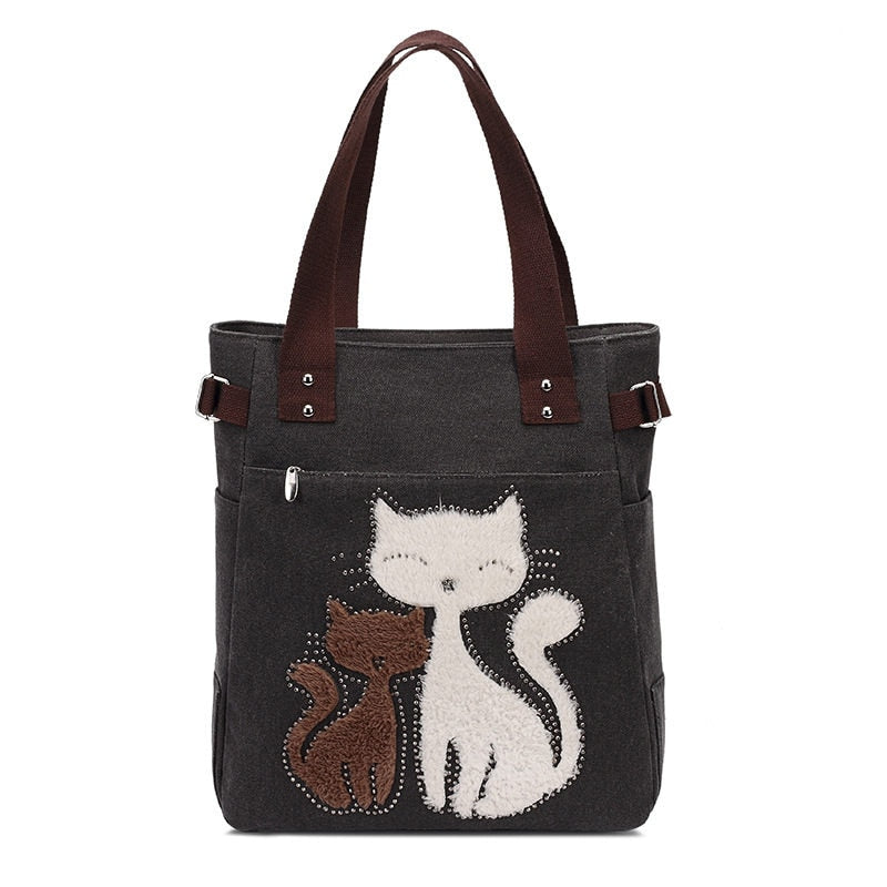 Borsa in tela Cat ricamata Uomo - Nero - Bags borsa borsa tela ricamata tela uomo - Concept Palermo