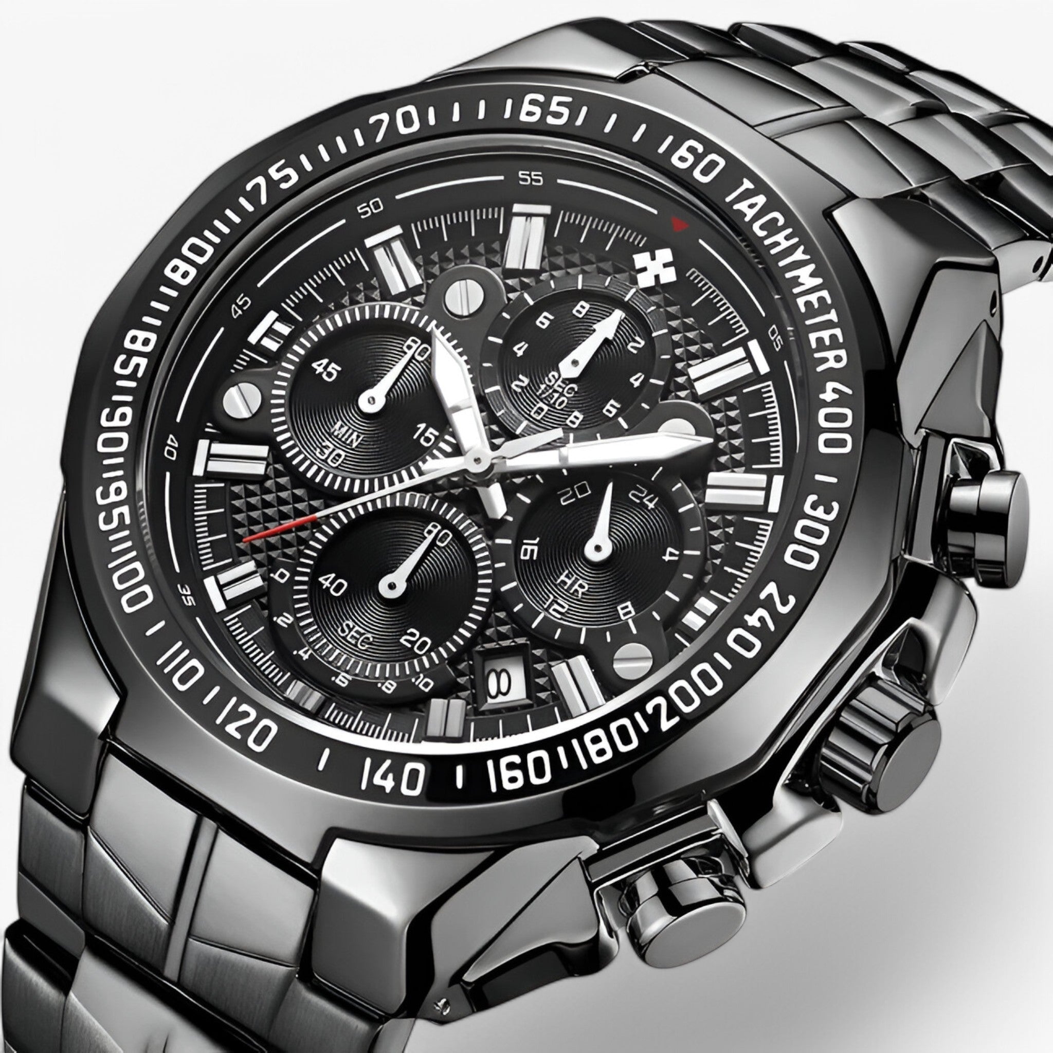 Orologio Sportivo Lusso Uomo Acciaio Nero Elegante Cronografo Impermeabile - - accessoires acciaio horloges orologio orologio sportivo sport sportivo uomo watches - Concept Palermo