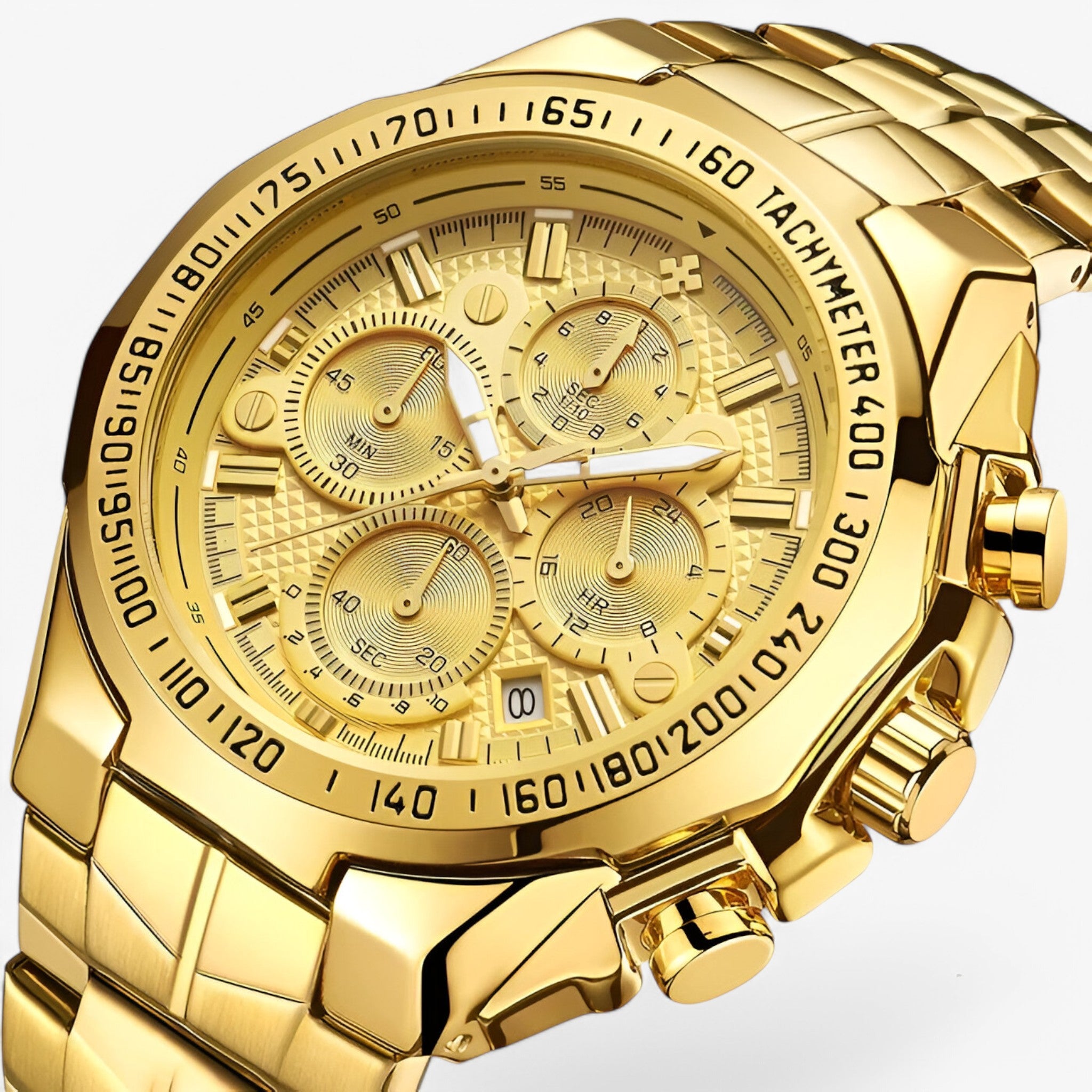 Orologio Sportivo Lusso Uomo Acciaio Nero Elegante Cronografo Impermeabile - oro pieno - accessoires acciaio horloges orologio orologio sportivo sport sportivo uomo watches - Concept Palermo