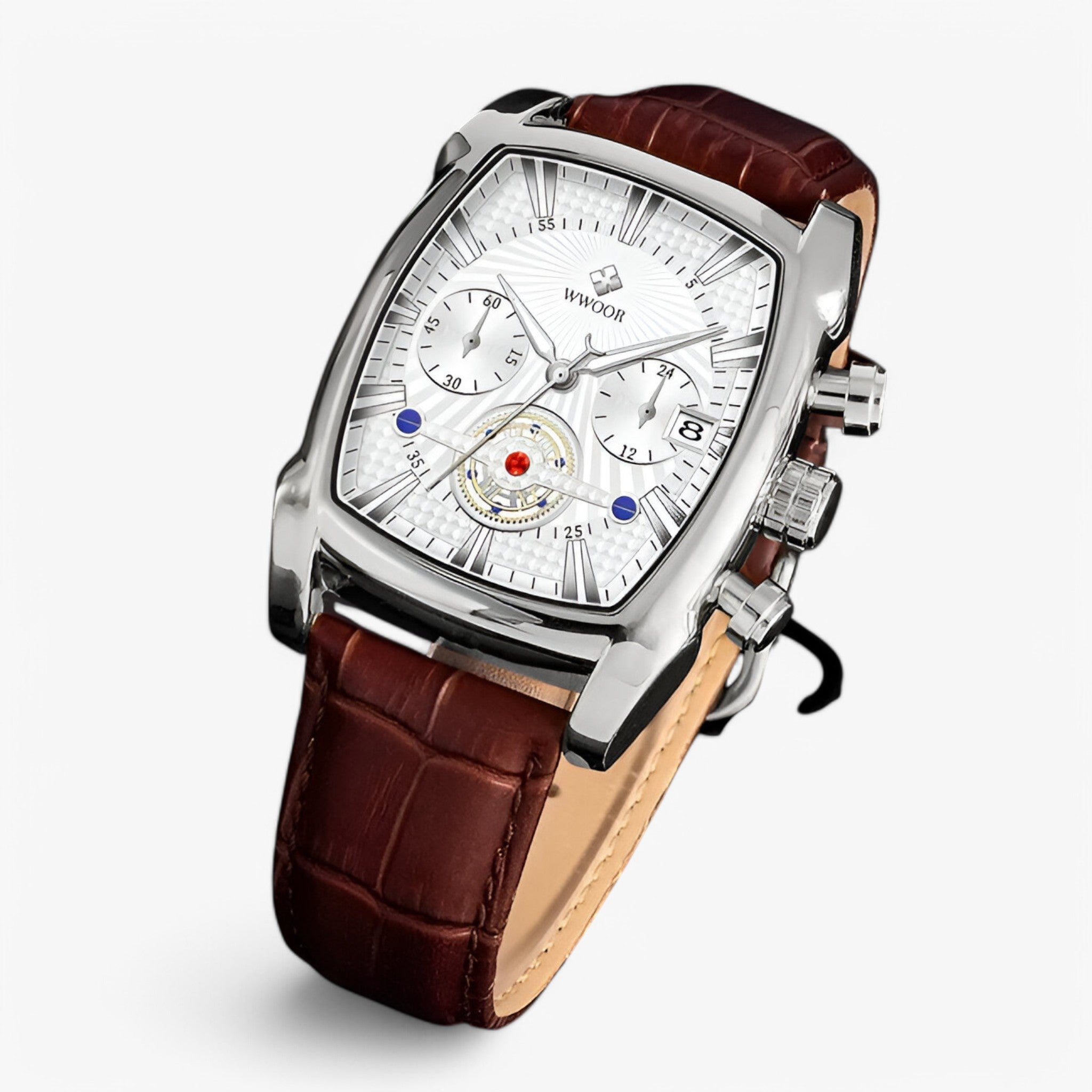 Orologio Sportivo Uomo Lusso in Pelle Nera Cronografo Impermeabile - - accessoires horloges orologio orologio sportivo pelle sport sportivo watches - Concept Palermo