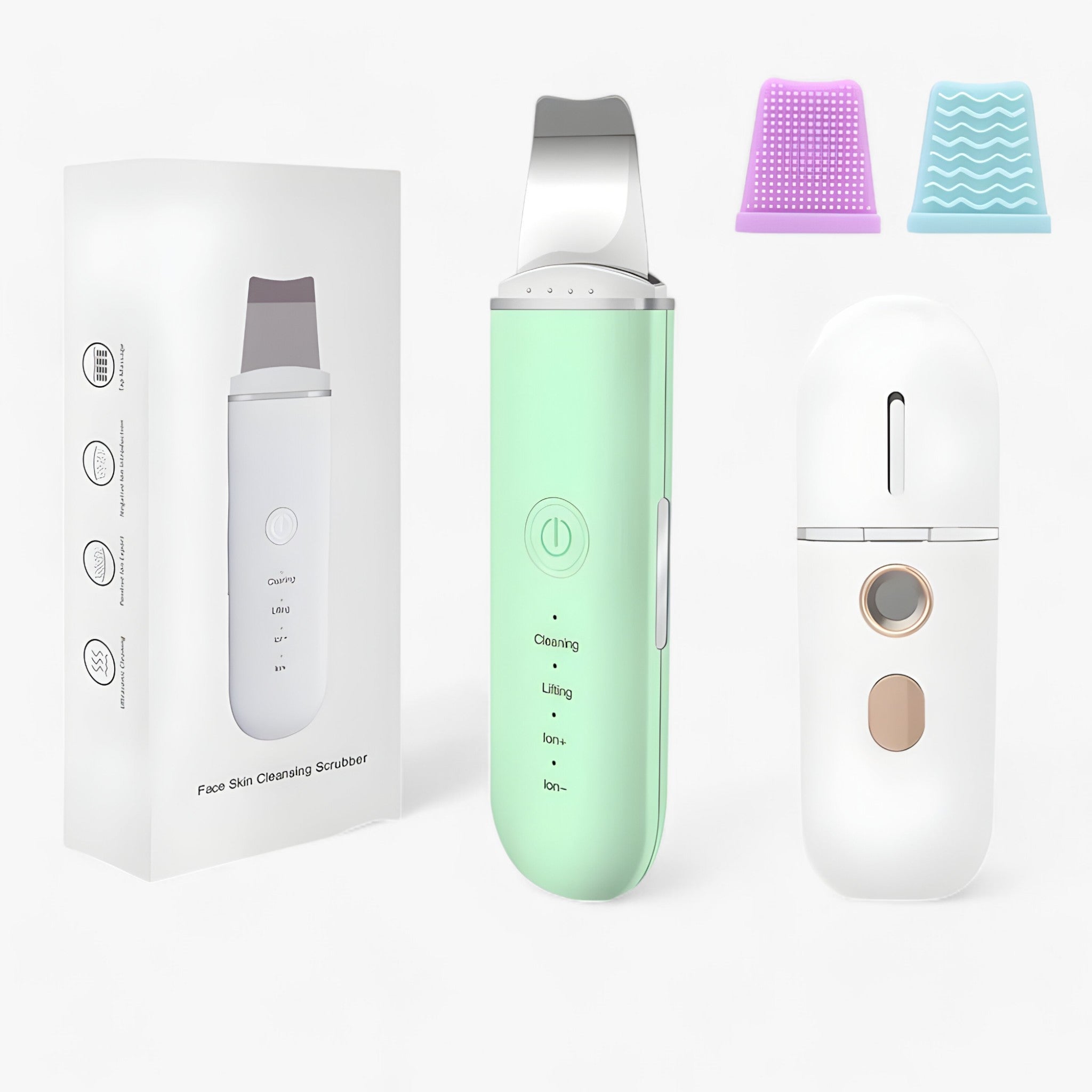 Spatola facciale a ultrasuoni - Strumento per il rassodamento del viso e la rimozione dei punti neri Pelle Uomo - Insieme verde 1 - cosmetics facciale neri pelle punti rassodamento rimozione skin care skinscrub pro | spatola facciale a ultrasuoni - strumento per il rassodamento del viso e la rimozione dei punti neri - € spatola - Concept Palermo