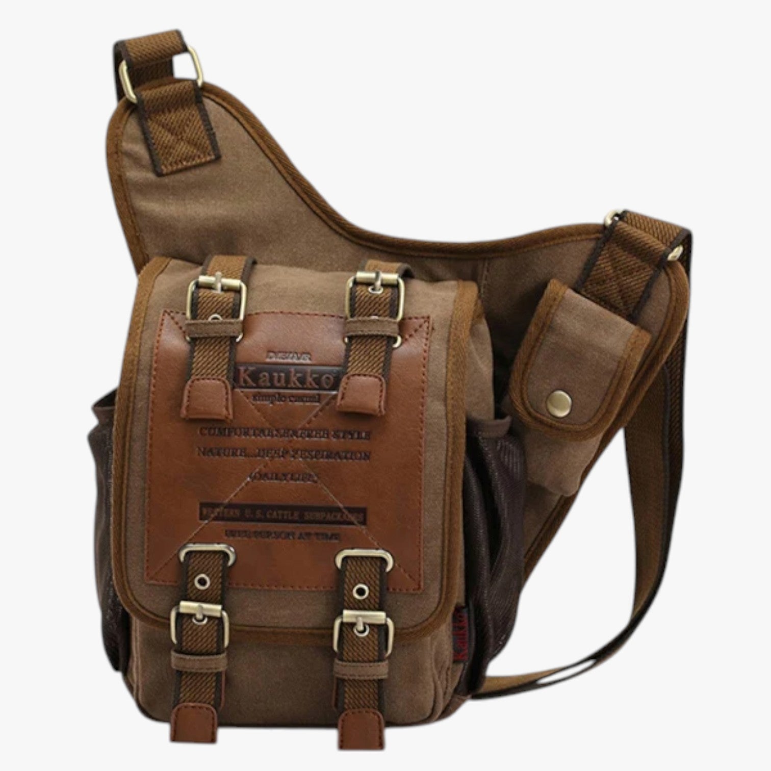 Borsa Messenger Uomo in Nylon Vintage Pratica, Leggera, Sempre con Te - khaki - bag Bags bags for men borsa borsa messenger Crossbody Bags leggera mens bag messenger nylon pets & supplies pratica sempre Shoulder & Crossbody Bags - Concept Palermo