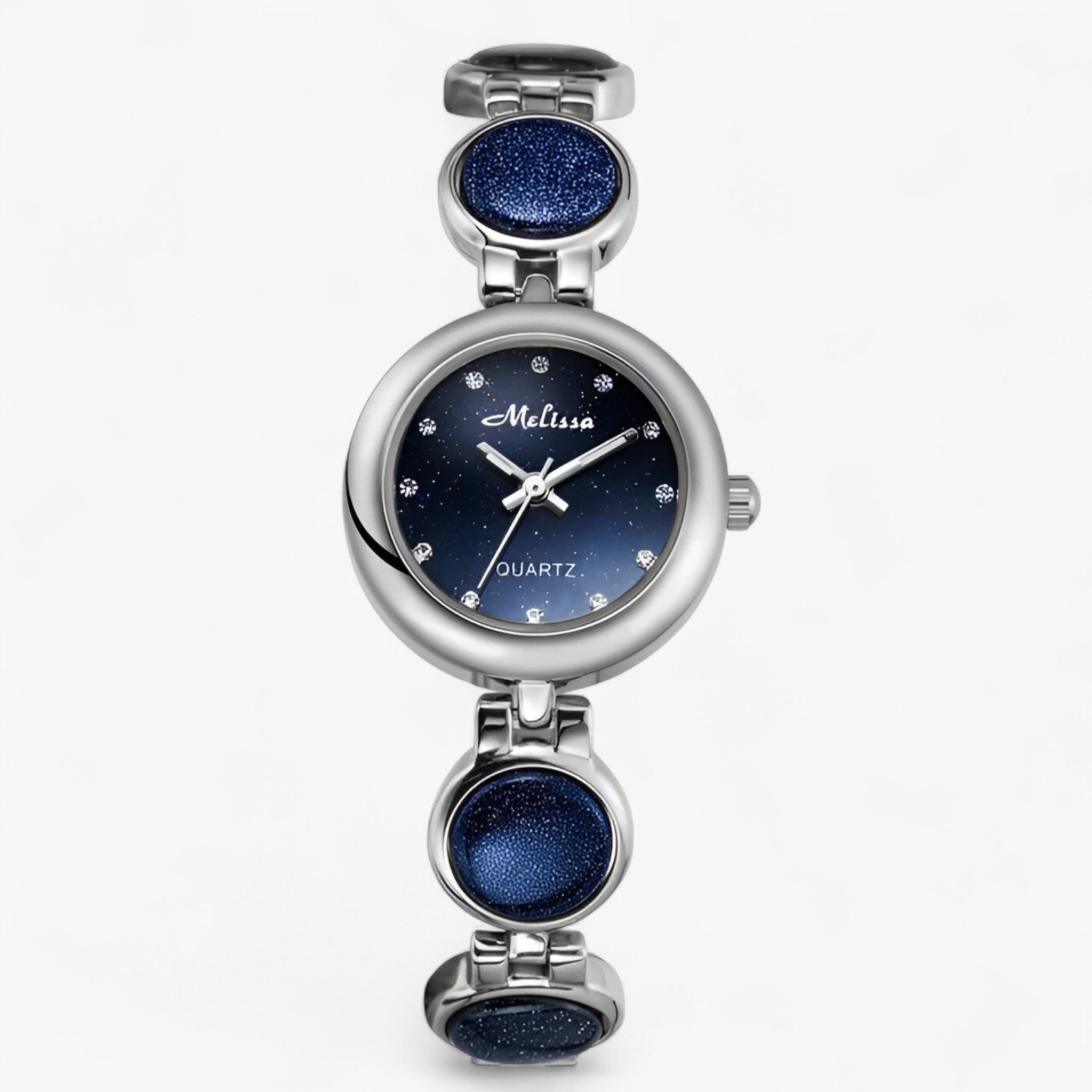 Orologio da donna di lusso con cinturino in acciaio con clip di cristallo - Argento Blu - acciaio cinturino clip cristallo donna female watch orologio orologio donna watch for women watches - Concept Palermo