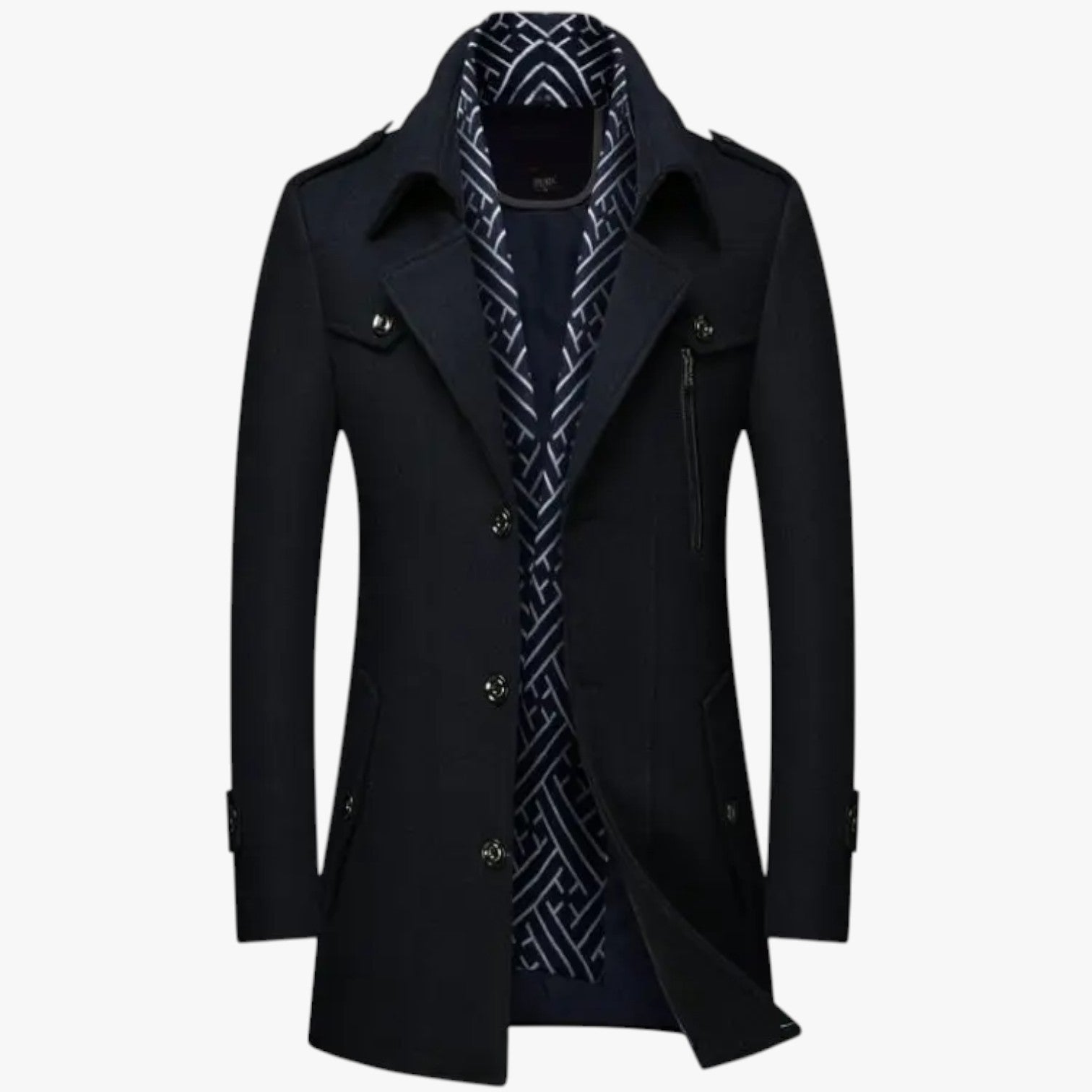 Eleganza e calore - Cappotto lungo in lana per l'inverno Uomo - Nero M - calore cappotto coat men coats eleganza eleganza calore inverno Jackets & Coats lana men's coats & jackets uomo - Concept Palermo
