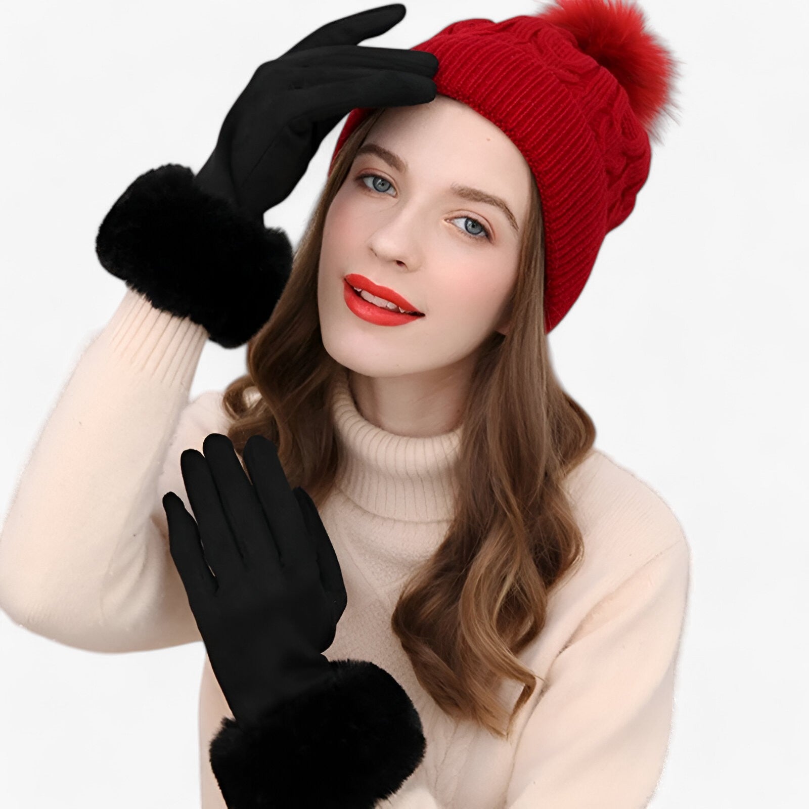 Guanti Touchscreen in camoscio caldo con pelliccia sintetica Uomo - - caldo camoscio gloves gloves & mittens guanti guanti touchscreen pelliccia sintetica touchscreen winter gloves womens fasion - Concept Palermo