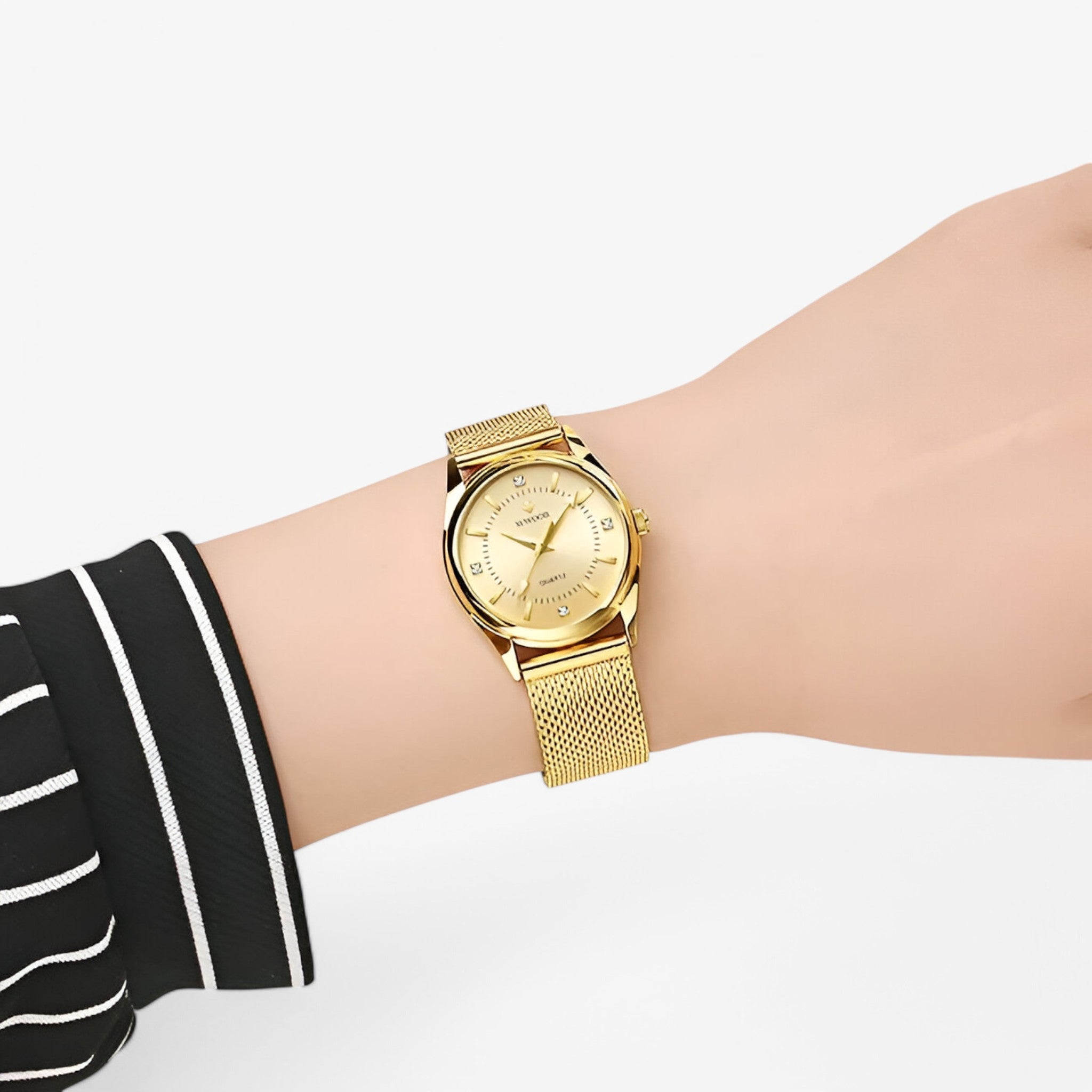 Orologio Donna Lusso Dorato in Acciaio Inox con Diamanti, Elegante e Raffinato - - diamanti donna femminile moda orologio orologio donna polso watch for women watches - Concept Palermo