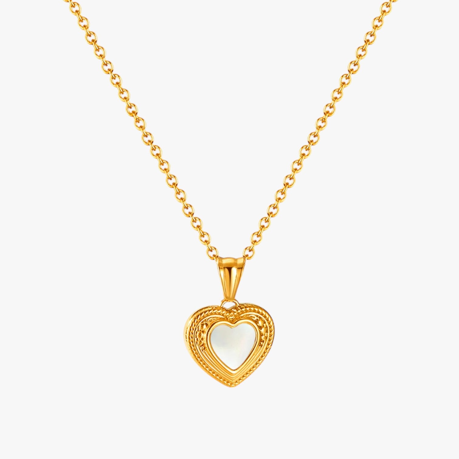 Collana a forma di cuore in madreperla e acciaio inossidabile Lana - Oro 415MM+60MM Collana - acciaio collana collana forma cuore elegant womens necklaces forma inossidabile jewelry lana necklace Necklaces for Women Pendant Necklaces - Concept Palermo