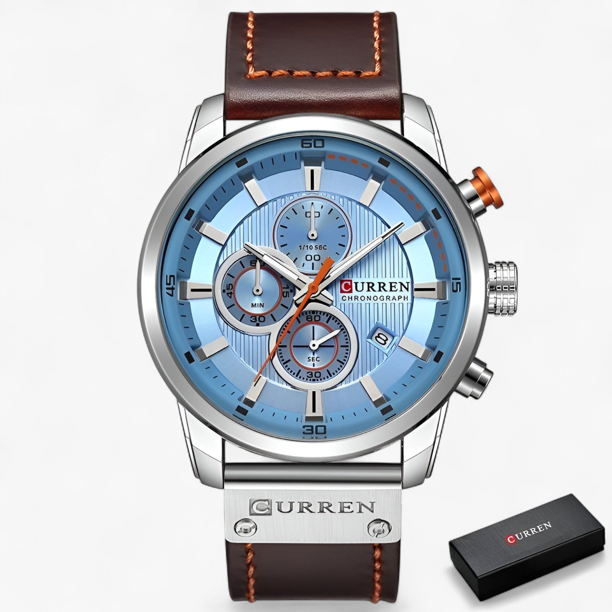 Orologio cronografo da polso CURREN per uomo - Argento blu - cronografo curren orologio orologio cronografo polso uomo watch watches WATCHES FOR MEN wistwatches - Concept Palermo
