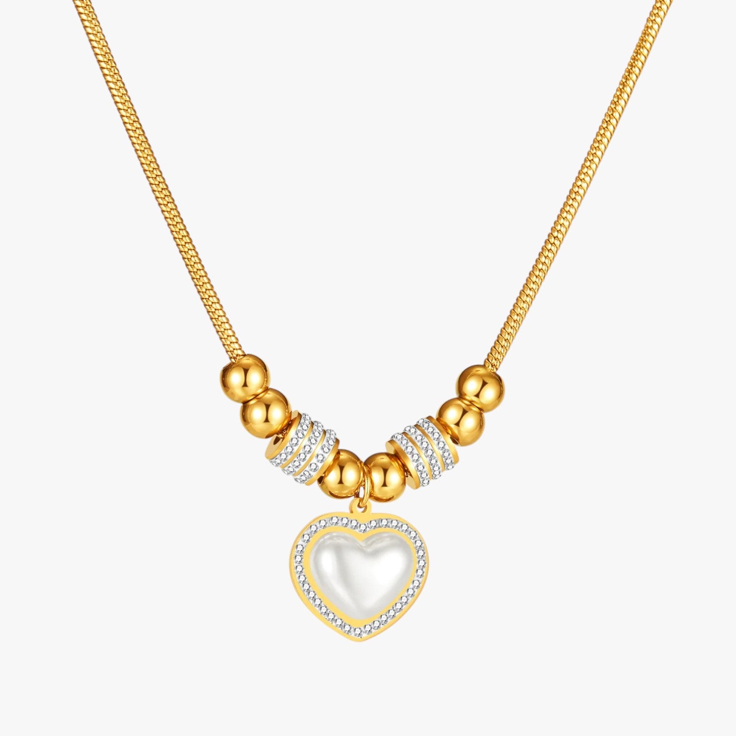 Collana a forma di cuore con zirconi e perline per un look da festa Lana Donna - - collana collana forma cuore donna elegant womens necklaces Fashion Necklaces festa forma jewelry lana necklace Necklaces for Women - Concept Palermo