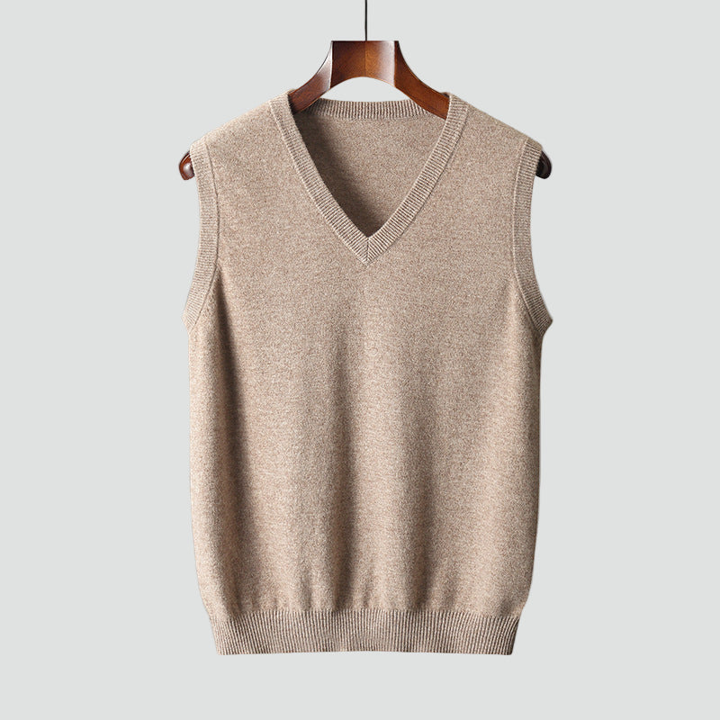 Gilet da Uomo con Scollo a V e Tessuto Morbido a Maglia