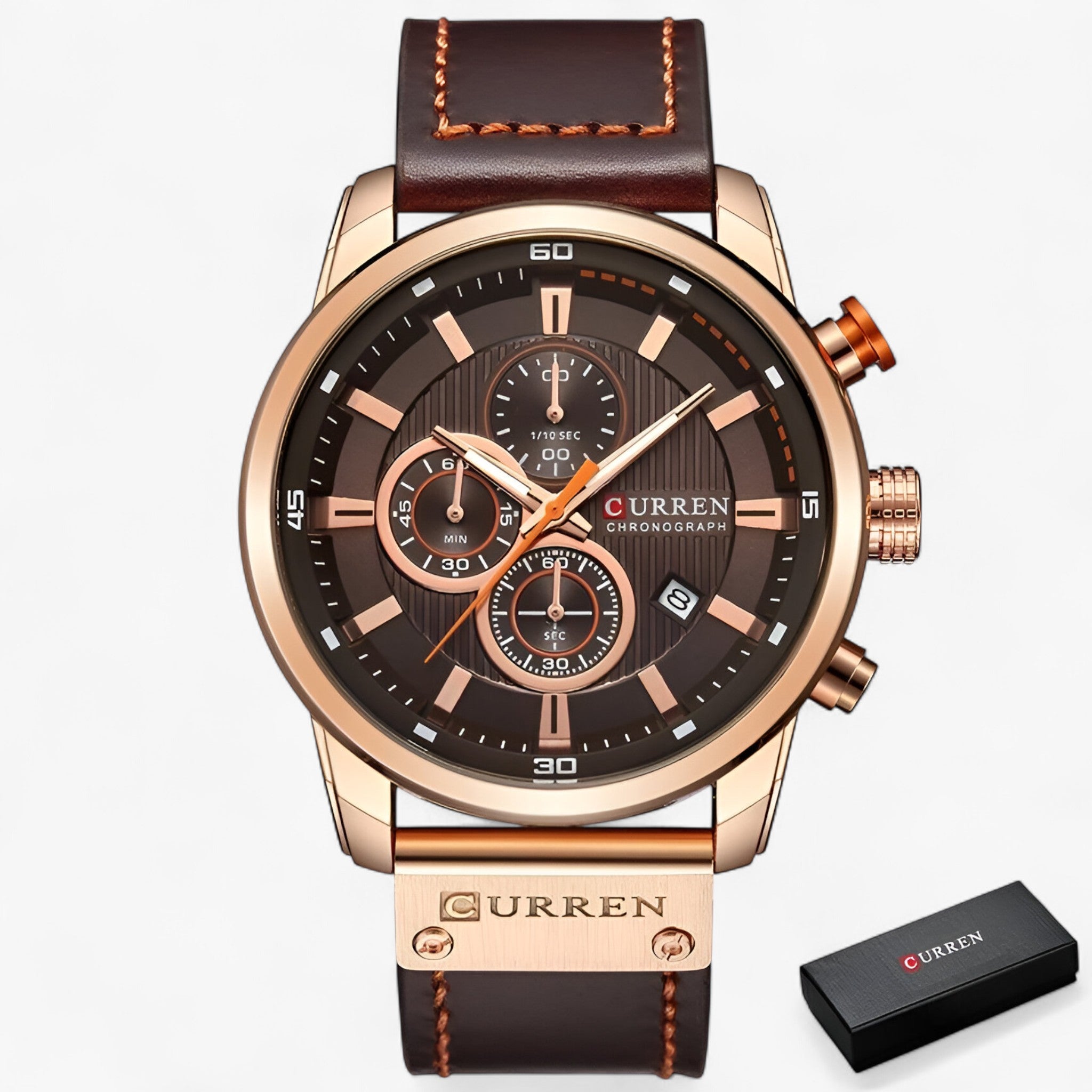 Orologio cronografo da polso CURREN per uomo - Caffè rosa - cronografo curren orologio orologio cronografo polso uomo watch watches WATCHES FOR MEN wistwatches - Concept Palermo
