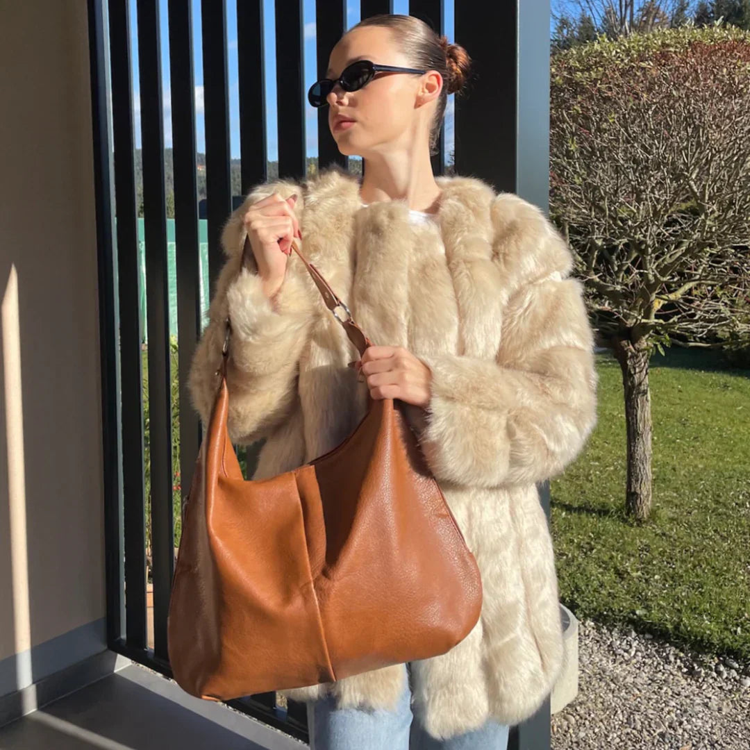 Borsa Hobo Donna Grande in Pelle Vegana Nera con Tracolla Regolabile - - Bags borsa borsa hobo donna hobo Leather Bag pelle vegana women bags - Concept Palermo