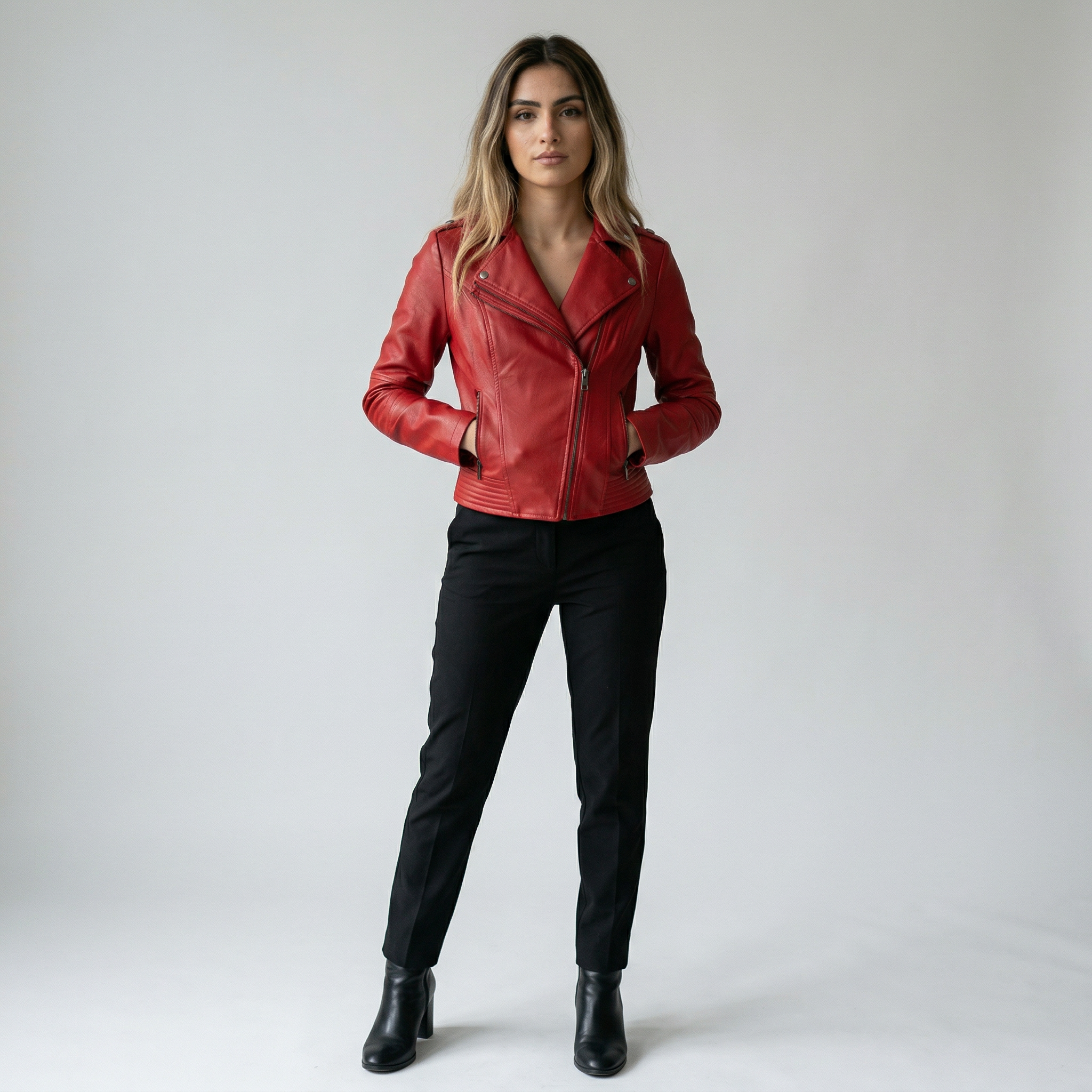 Giacca Biker Donna Nera in Poliestere - Stile Moto Elegante e Confortevole - - collo collo alto donna giacca giacca asimmetrica giacca casual giacca da donna giacca elegante giacca in pelle giacca inverno giacca nera giacca pelle giacche da donna moda donna nera pelle pelle nera stile motociclista - Concept Palermo