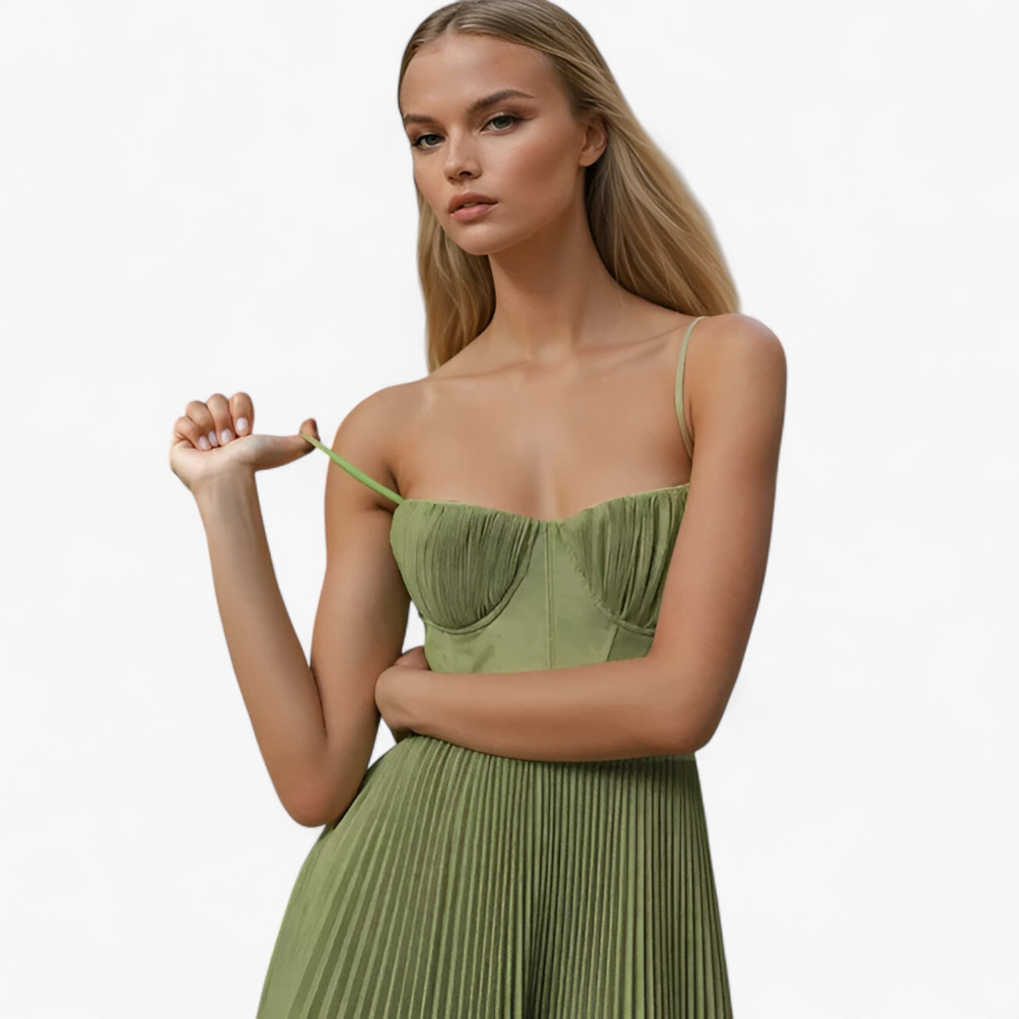 Vestido maxi plisado para mujer