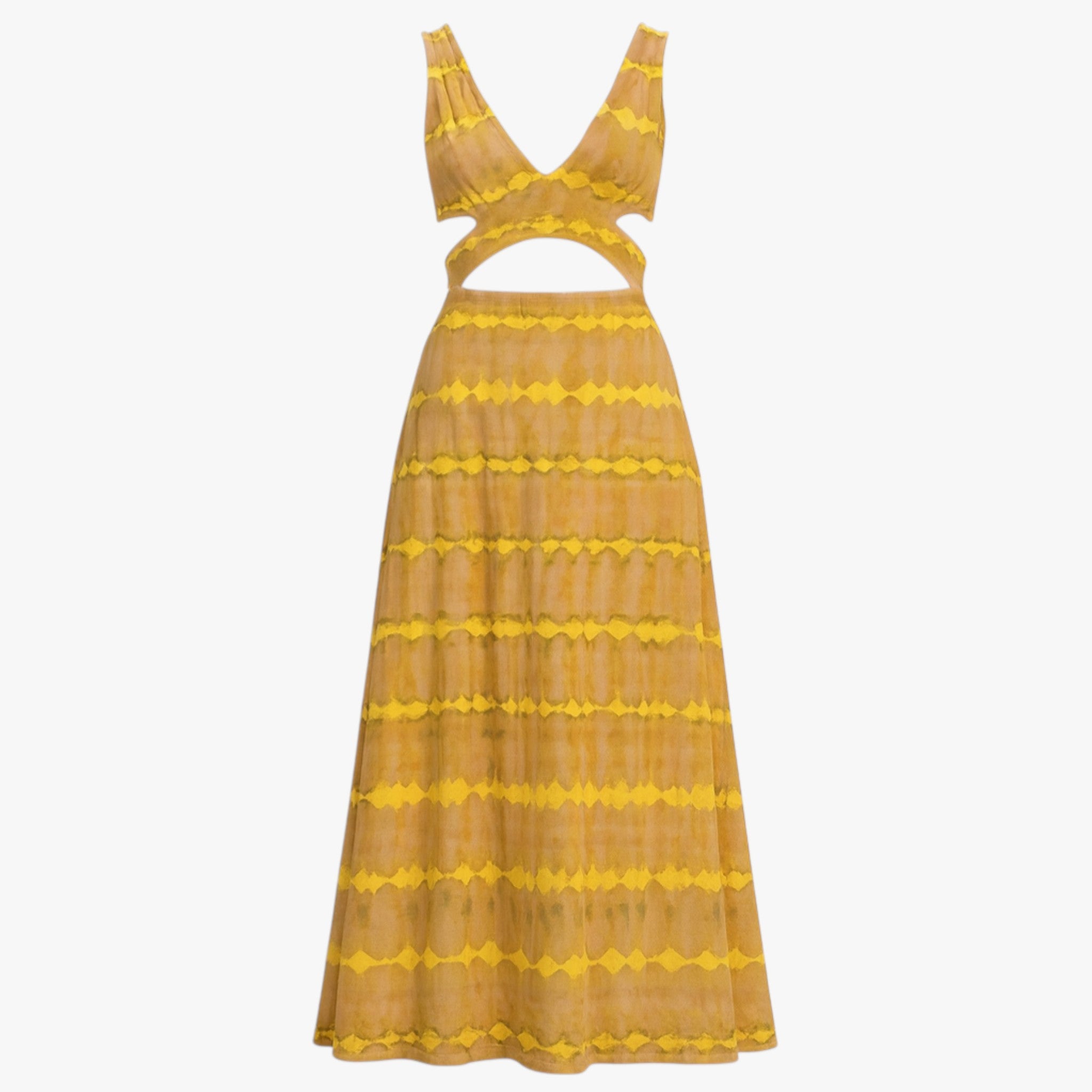 Abito Maxi Cut-Out in Cotone per Donna - Giallo - abbigliamento femminile abito abito elegante abito estivo cotone design cut-out donna dresses moda estate scollatura profonda vestito in cotone vestito maxi - Concept Palermo