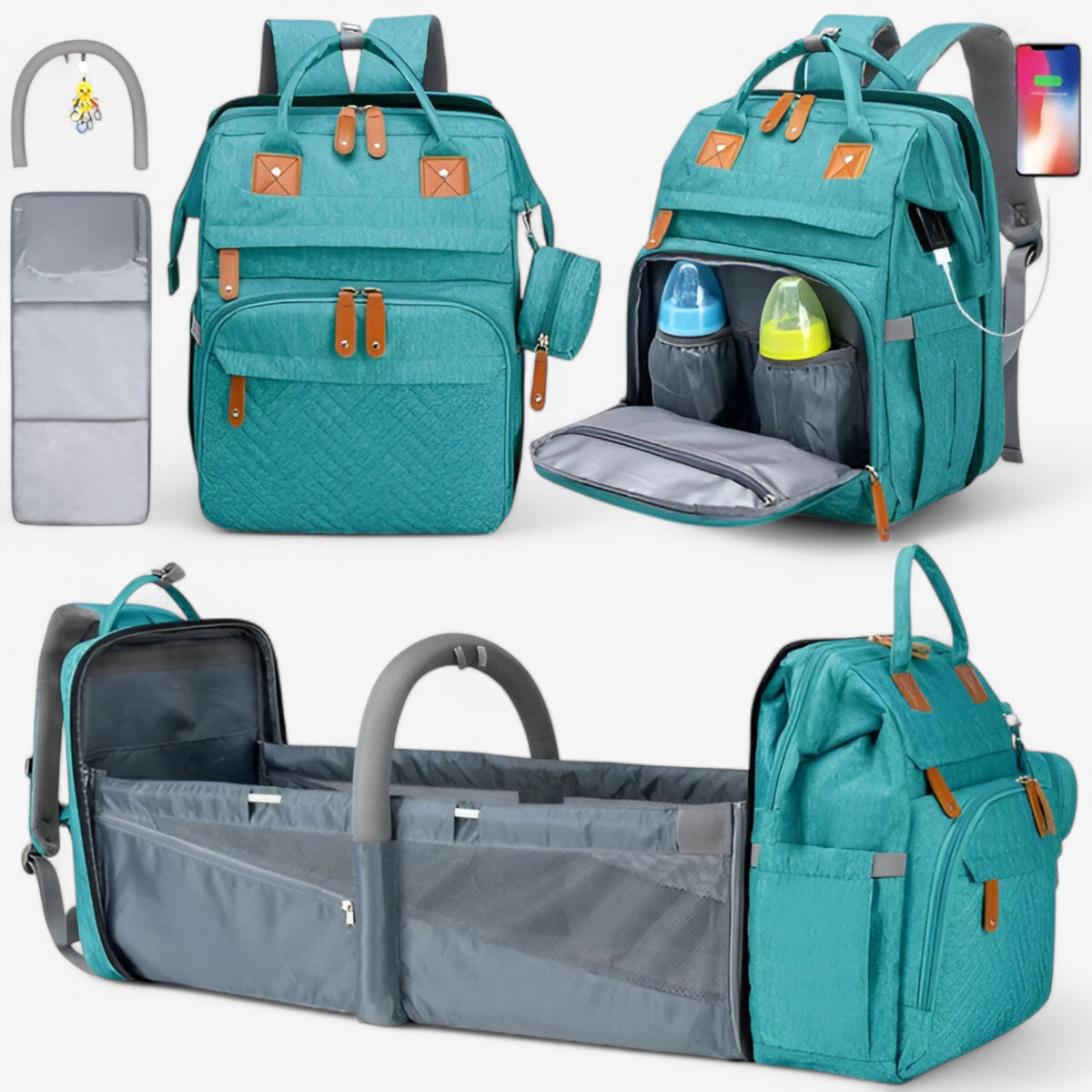 Zaino per bambini con fasciatoio - Alta Qualita, Consegna Rapida - Blu Chiaro - Backpacks Bags Unisex - Concept Palermo