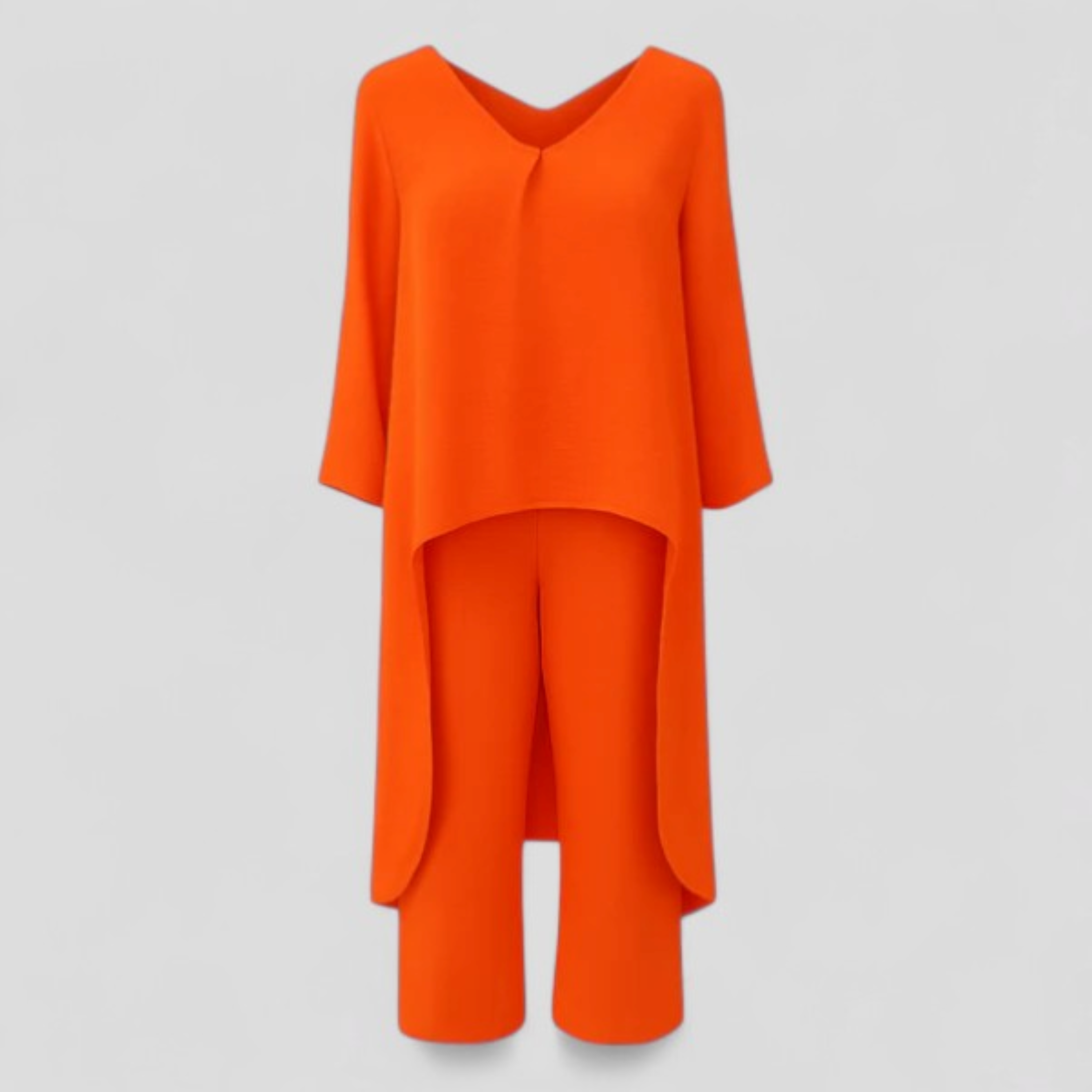 Completo Elegante Donna Morbido Due Pezzi con Pantaloni e Blusa Comoda - Arancione - abbigliamento chic abbigliamento leggero completo completo donna completo elegante completo estivo donna fashion femminile moda curvy outfit sets outfit versatili pezzi set a due pezzi stile casual stile formale - Concept Palermo