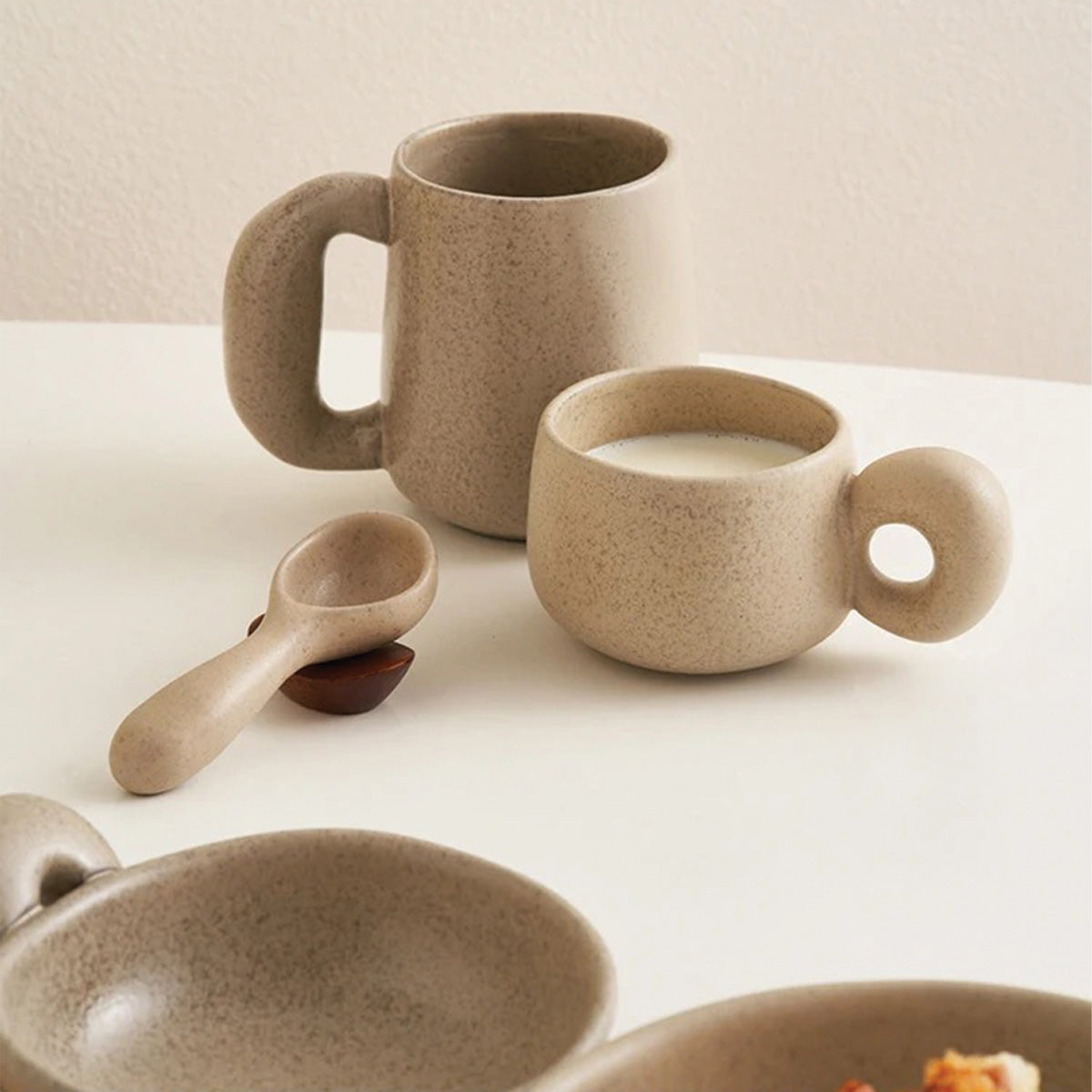 Bicchieri in Ceramica con Pietre Louv Fatto a Mano Unici - Beige Piccolo - bicchieri bicchieri ceramica ceramica Ceramics fatto home & garden Kitchen louv mano pietre - Concept Palermo