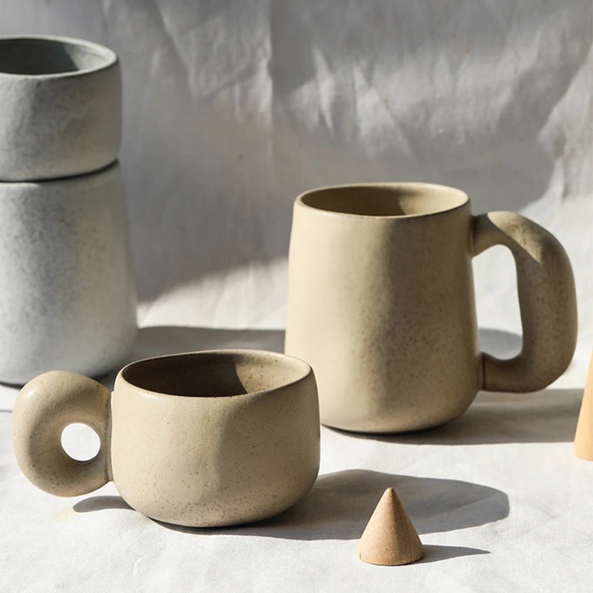 Bicchieri in Ceramica con Pietre Louv Fatto a Mano Unici - Beige Grande - bicchieri bicchieri ceramica ceramica Ceramics fatto home & garden Kitchen louv mano pietre - Concept Palermo
