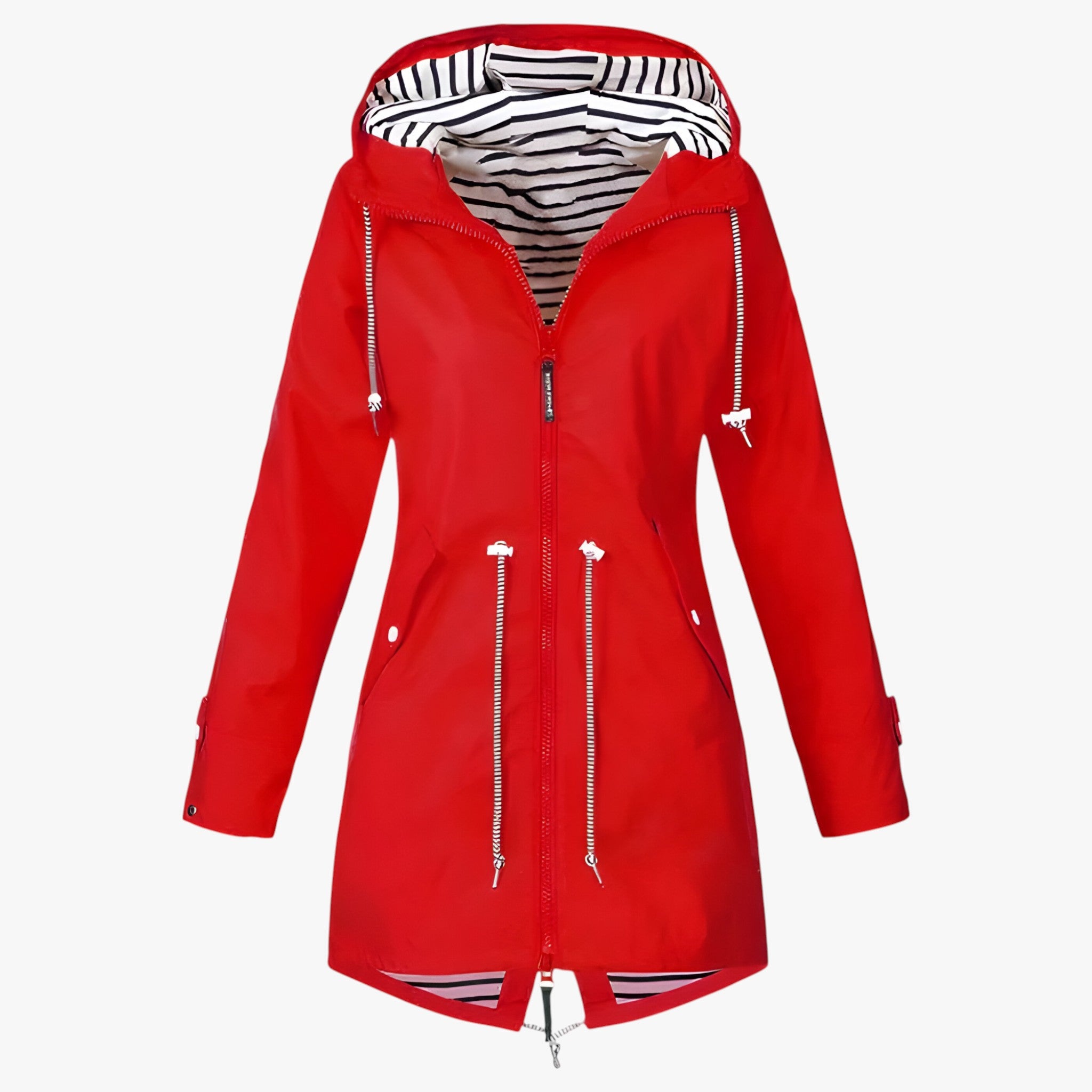 Vestibilità regolabile con fodera del cappuccio a righe - Rosso - cappuccio Damen fodera regolabile righe spring summer vestibilità vestibilità regolabile women Women fashion women's coats & jackets - Concept Palermo