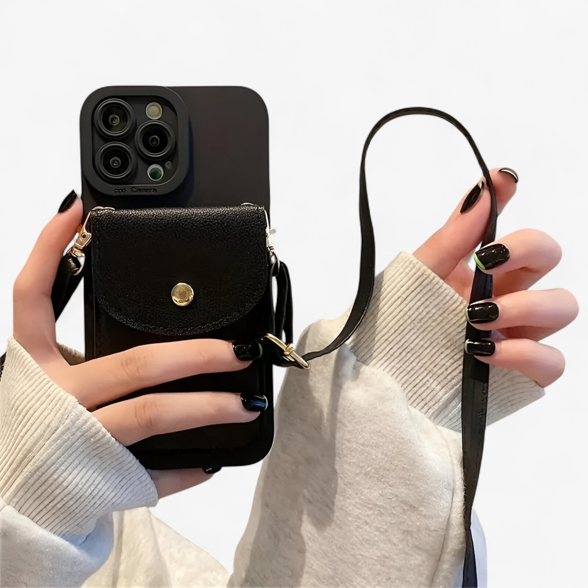 Custodia per Telefono Marissa Portafoglio a tracolla con cinghia Uomo - Nero - cinghia custodia custodia telefono Fashion Phone Case gadgets iPhone case marissa phone wallet portafoglio telefono tracolla - Concept Palermo