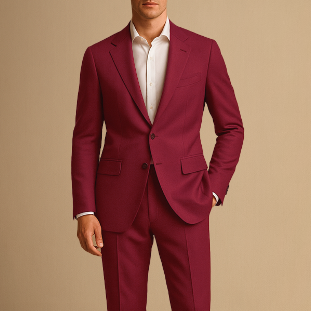 Abito Slim Fit da Uomo Leggero Due Pezzi per Matrimoni ed Eventi Formali - Rosso - abito uomo business suit completo slim fit due formal suit lightweight suit men's tailored suit single-breasted blazer slim fit suit spring summer suit tailored trousers two-piece suit wedding suit - Concept Palermo