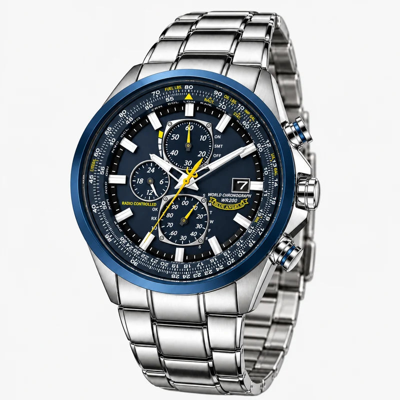 Orologio Cronografo Uomo MultiSteel 42mm, Acciaio Argento, Quadrante Blu Elegante - - acciaio cronografo Men Metal multisteel orologio orologio cronografo uomo vero watches WATCHES FOR MEN - Concept Palermo