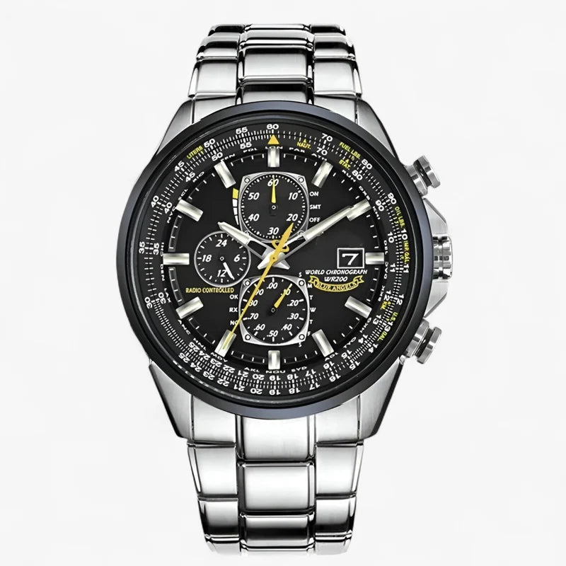 Orologio Cronografo Uomo MultiSteel 42mm, Acciaio Argento, Quadrante Blu Elegante - 3 pulsanti acciaio-nero - acciaio cronografo Men Metal multisteel orologio orologio cronografo uomo vero watches WATCHES FOR MEN - Concept Palermo