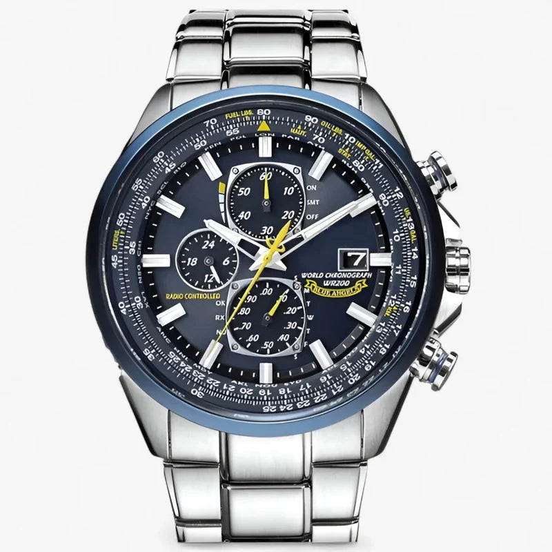 Orologio Cronografo Uomo MultiSteel 42mm, Acciaio Argento, Quadrante Blu Elegante - 3 pulsanti acciaio-blu - acciaio cronografo Men Metal multisteel orologio orologio cronografo uomo vero watches WATCHES FOR MEN - Concept Palermo