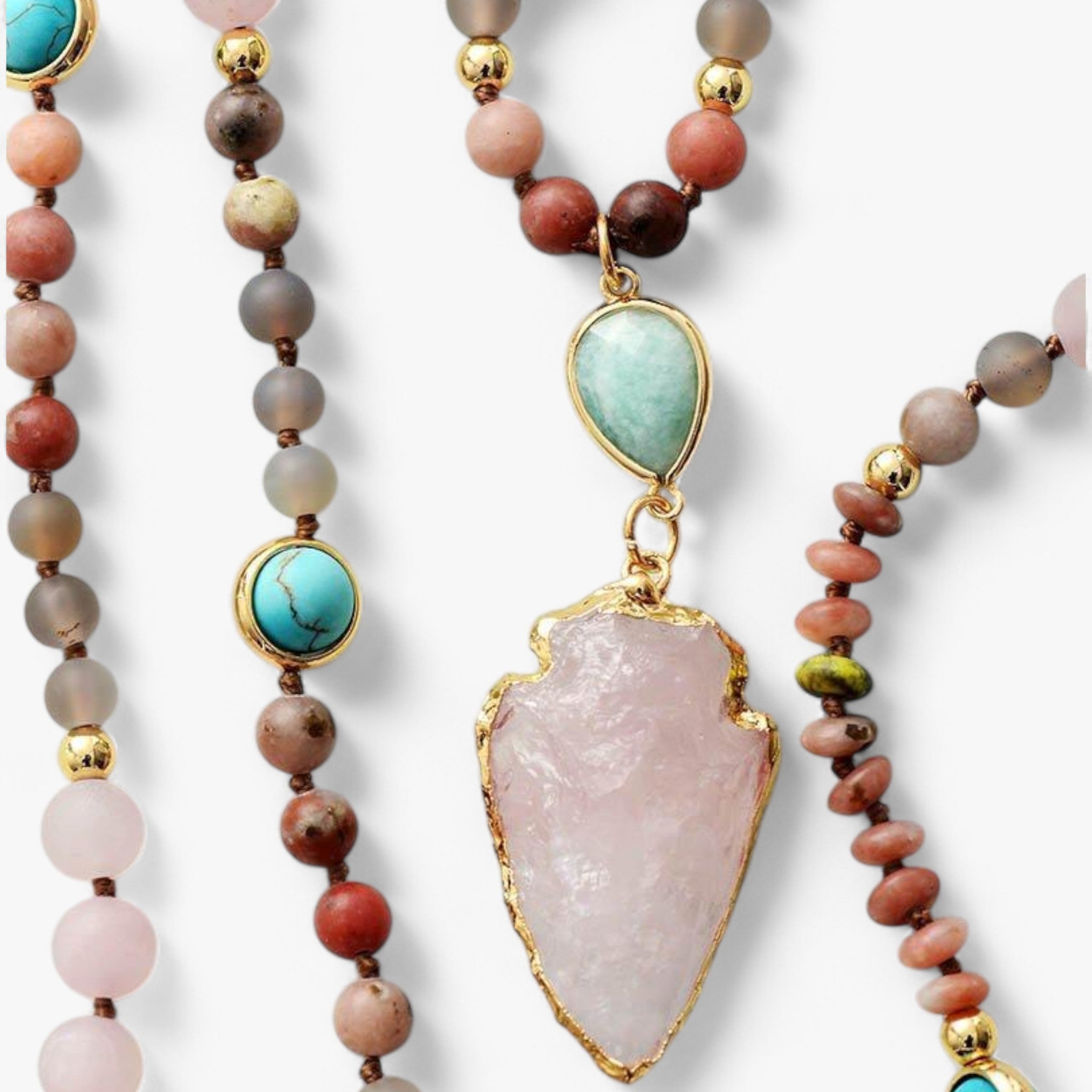 Collana protettiva con quarzo rosa, amazzonite e diaspro Lana - - amazzonite collana collana protettiva diaspro jewelry lana NECKLACES protettiva quarzo - Concept Palermo