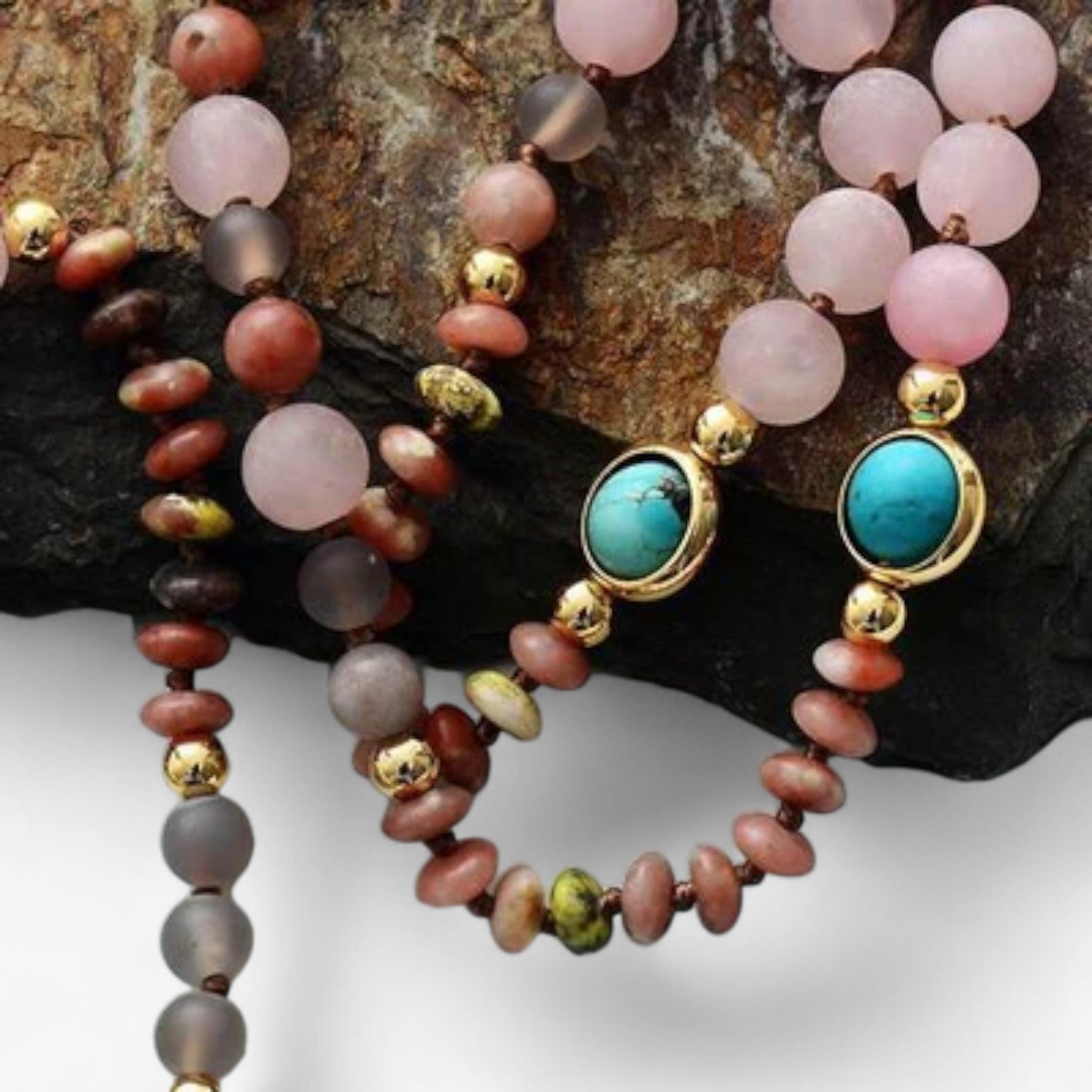Collana protettiva con quarzo rosa, amazzonite e diaspro Lana - - amazzonite collana collana protettiva diaspro jewelry lana NECKLACES protettiva quarzo - Concept Palermo