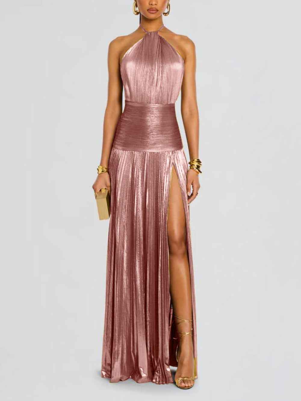 Abito Maxi Metallizzato Thalia Peridot per uno Stile Elegante e Abbagliante - Pink - cross-from-marche-lino-16023199744349 Maxi Dresses métallisée New-google NEW202507 Party Dresses péridot robe robe métallisée style thalia XH25 YJ éblouissant - Concept Palermo