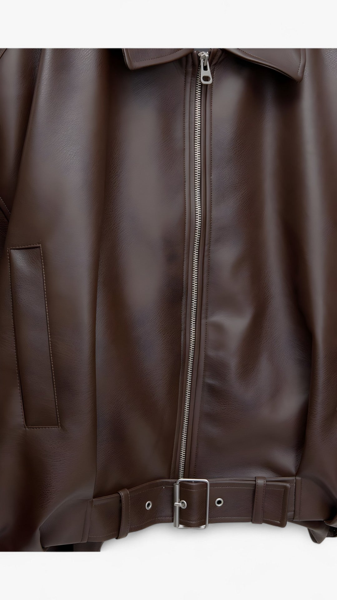 Giacca in pelle corta da studio con cintura - - black jacket brown jacket cintura corta giacca giacca pelle jacket pelle studio women's coats & jackets - Concept Palermo