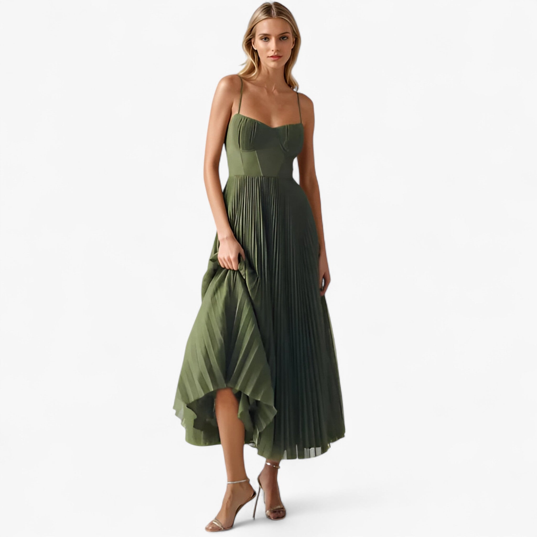 Vestido maxi plisado para mujer