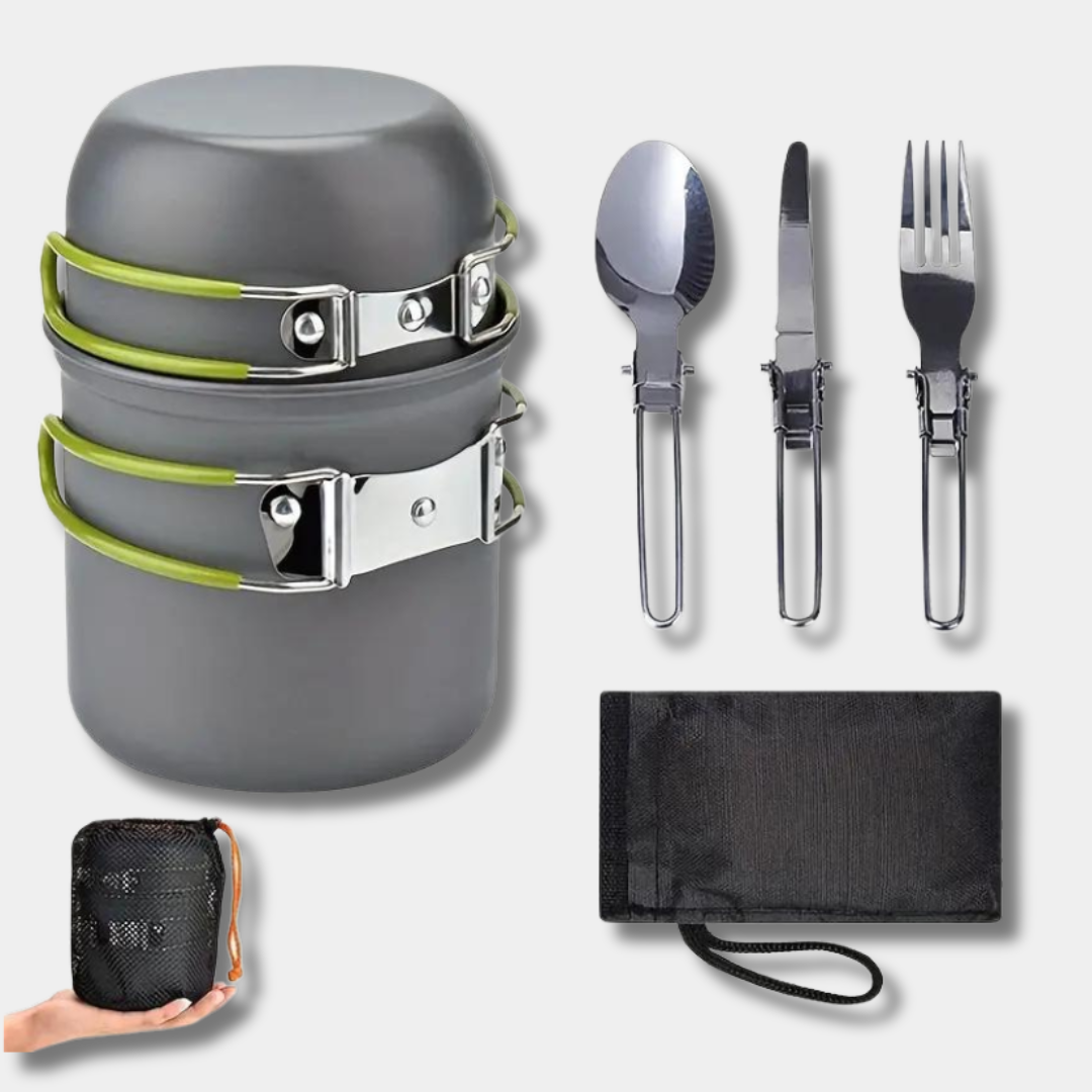 Set di pentole compatto per campeggio con posate Donna - - campeggio camping pots camping utensils compatto donna pentole pentole compatto posate set di pentole compatto per campeggio con posate - € - Concept Palermo