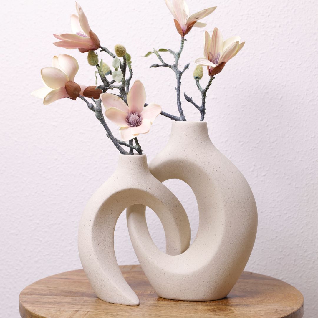Vaso Intrecciato Moderno per Fiori, Decorazione Casa, Design Unico - Bianco crema - fiori home & garden intrecciati keramiek vaas vaas set vaso vaso fiori vazen verweven vaas - Concept Palermo