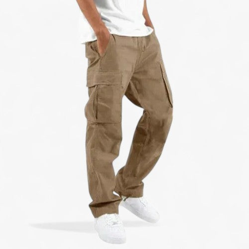 Pantaloni Cargo Uomo Casual in Cotone con Tasche Laterali e Vestibilità Comoda - Khaki - abbigliamento uomo cargo look sofisticato moda maschile pantaloni pantaloni cargo pantaloni cargo da uomo pantaloni casual pantaloni da carico uomo pantaloni eleganti pantaloni estivi pantaloni pratici pantaloni traspiranti pratici uomo - Concept Palermo