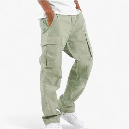Pantaloni Cargo Uomo Casual in Cotone con Tasche Laterali e Vestibilità Comoda - Verde chiaro - abbigliamento uomo cargo look sofisticato moda maschile pantaloni pantaloni cargo pantaloni cargo da uomo pantaloni casual pantaloni da carico uomo pantaloni eleganti pantaloni estivi pantaloni pratici pantaloni traspiranti pratici uomo - Concept Palermo