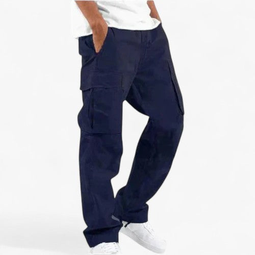 Pantaloni Cargo Uomo Casual in Cotone con Tasche Laterali e Vestibilità Comoda - Blu scuro - abbigliamento uomo cargo look sofisticato moda maschile pantaloni pantaloni cargo pantaloni cargo da uomo pantaloni casual pantaloni da carico uomo pantaloni eleganti pantaloni estivi pantaloni pratici pantaloni traspiranti pratici uomo - Concept Palermo