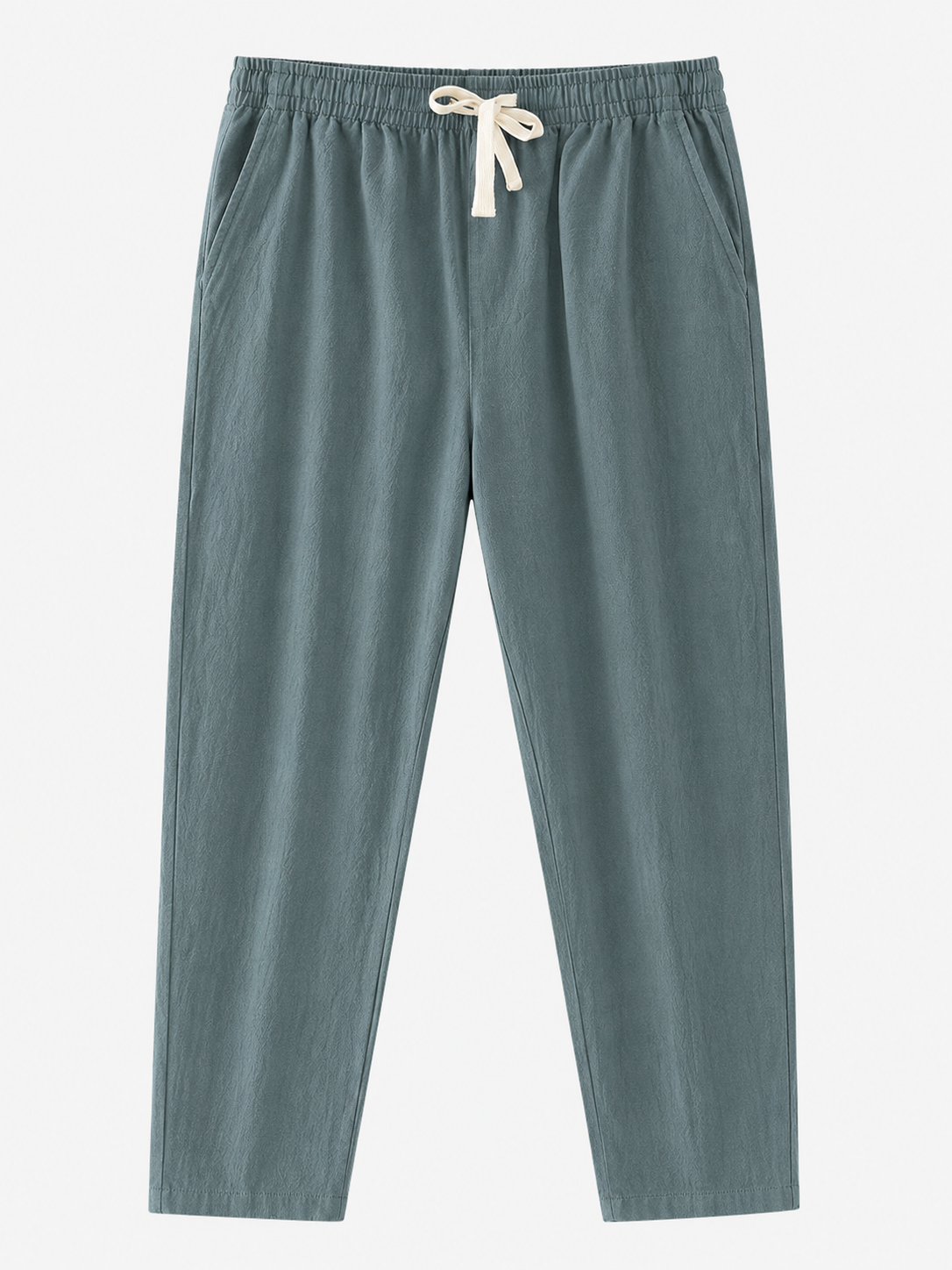 Pantaloni Uomo Casual in Cotone e Lino, Morbidi con Coulisse Regolabile - Verde - aderente linen pants lino men's summer pants morbida pants pants for men uomo vestibilità vestibilità morbida - Concept Palermo