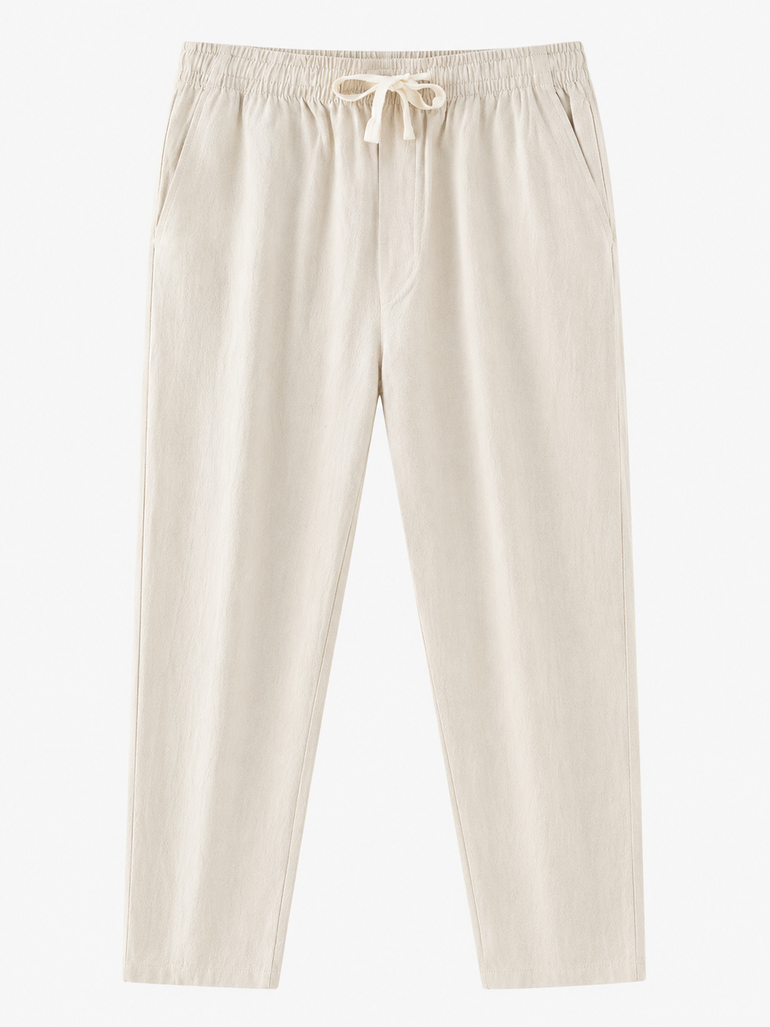 Pantaloni Uomo Casual in Cotone e Lino, Morbidi con Coulisse Regolabile - Beige - aderente linen pants lino men's summer pants morbida pants pants for men uomo vestibilità vestibilità morbida - Concept Palermo