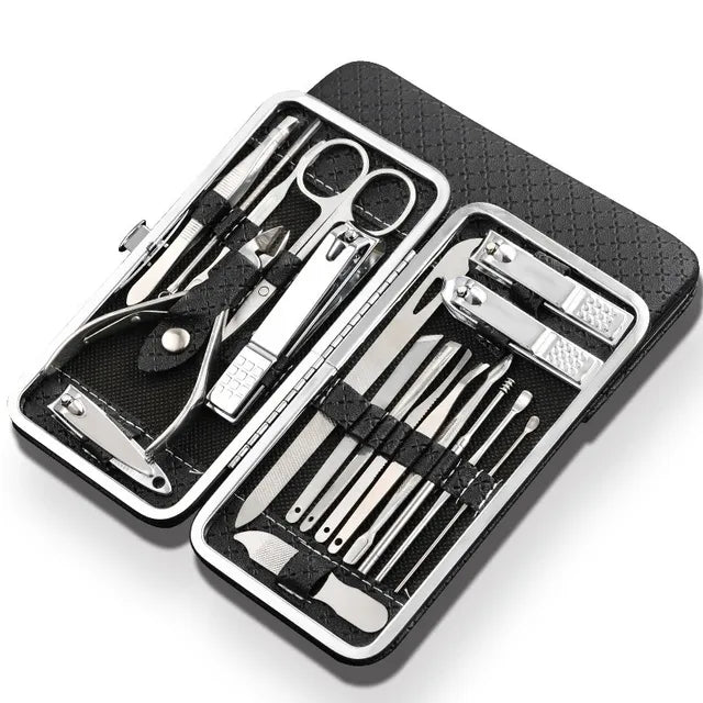 LuxeTools - Set professionale da 19 pezzi in acciaio inossidabile per tagliare le unghie - Nero - acciaio clipper inossidabile luxetools luxetools - set professionale da 19 pezzi in acciaio inossidabile per tagliare le unghie - € nail clipper nail clipper set pezzi professionale tagliare unghie - Concept Palermo