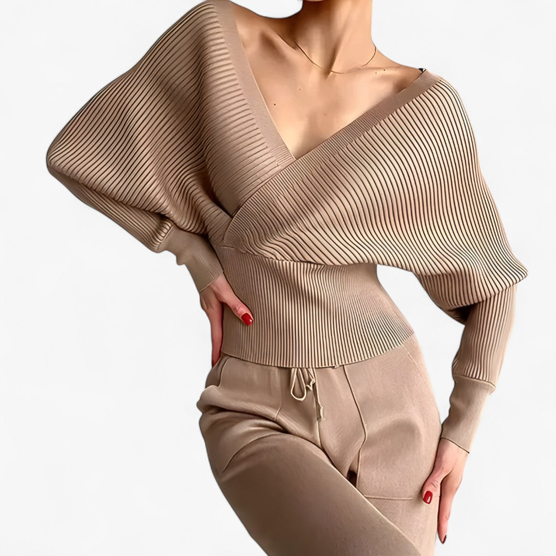 Completo in maglia a coste in stile moderno - Caramello - completo completo maglia coste maglia outfit set outfit sets stile - Concept Palermo