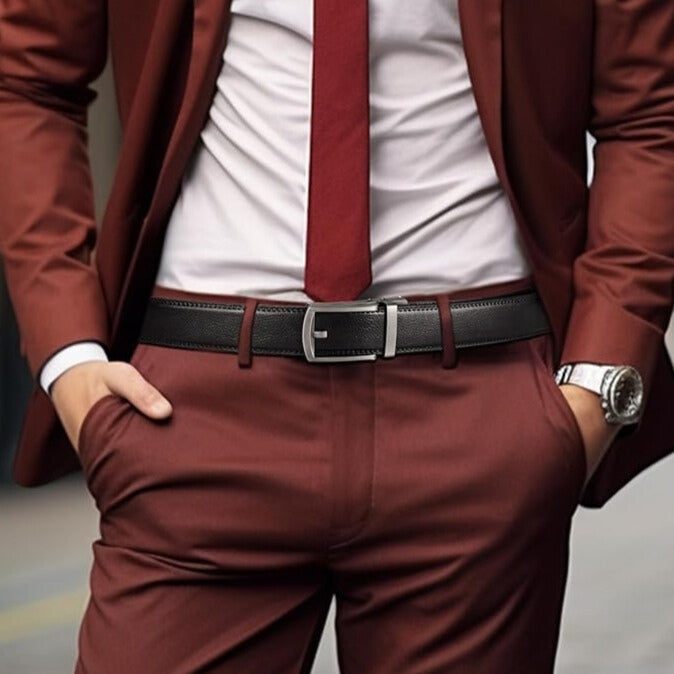 Cintura Uomo Senza Buchi Regolabile in Pelle Nera - Misura Unica - - Belts belts for men buchi cintura cintura regolabile Mens belt regolabile uomo - Concept Palermo