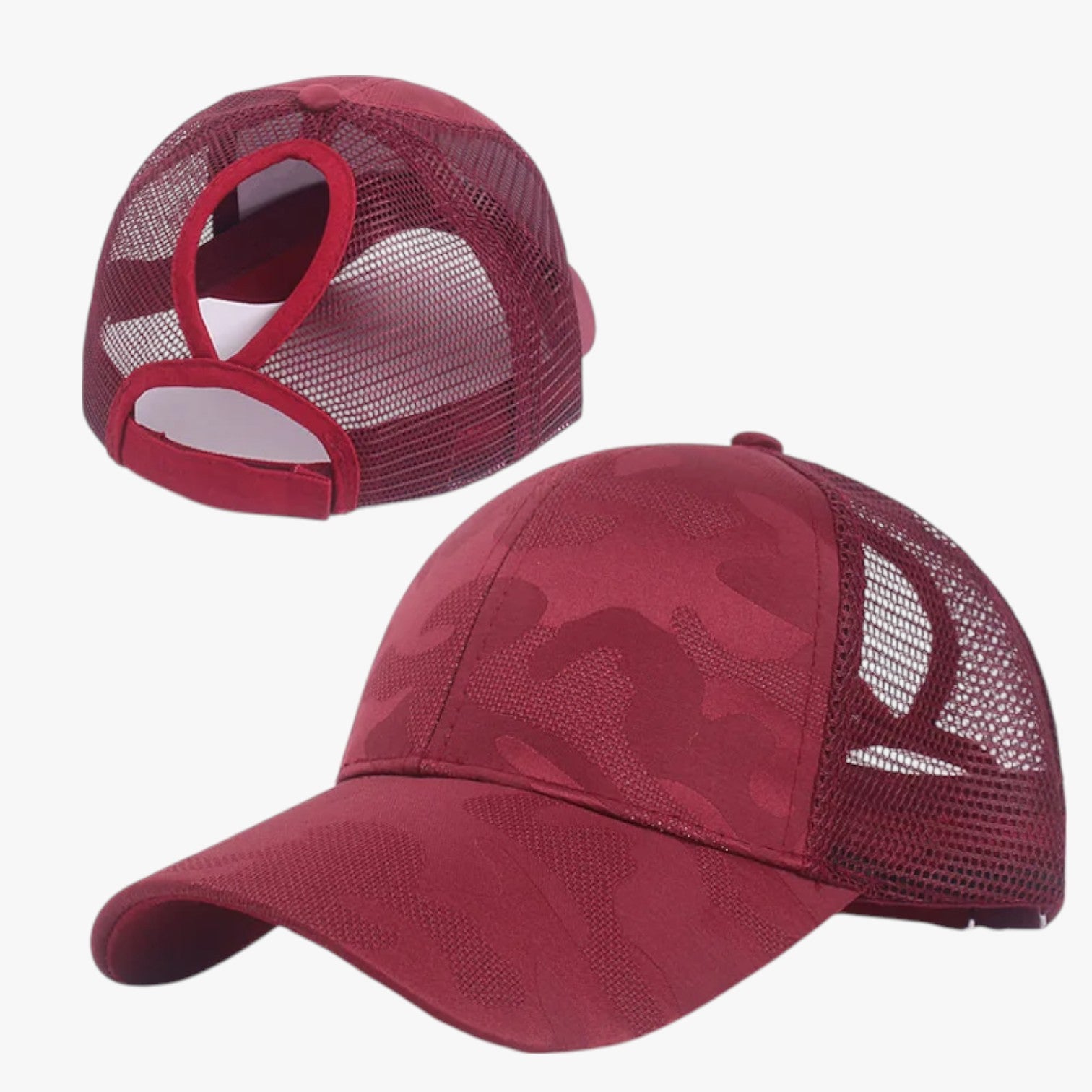 Cappello Estivo Camo con Rete e Chignon - Red - camo cappello cappello estivo chignon estivo hat Hat for girls hats rete women hat women's hat - Concept Palermo